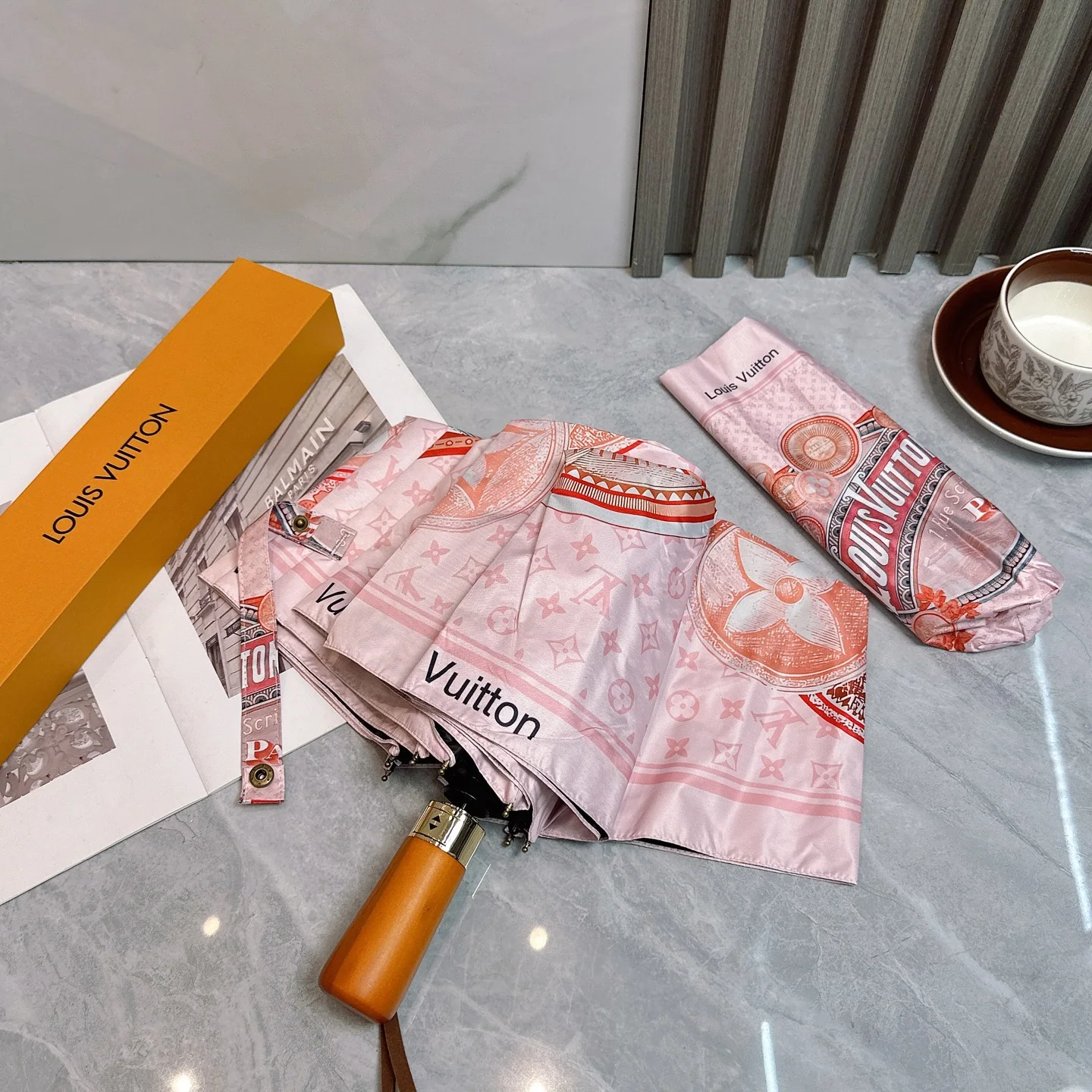 루이비통 3 단 완전자동 UV 차단 우산 상세 이미지 3