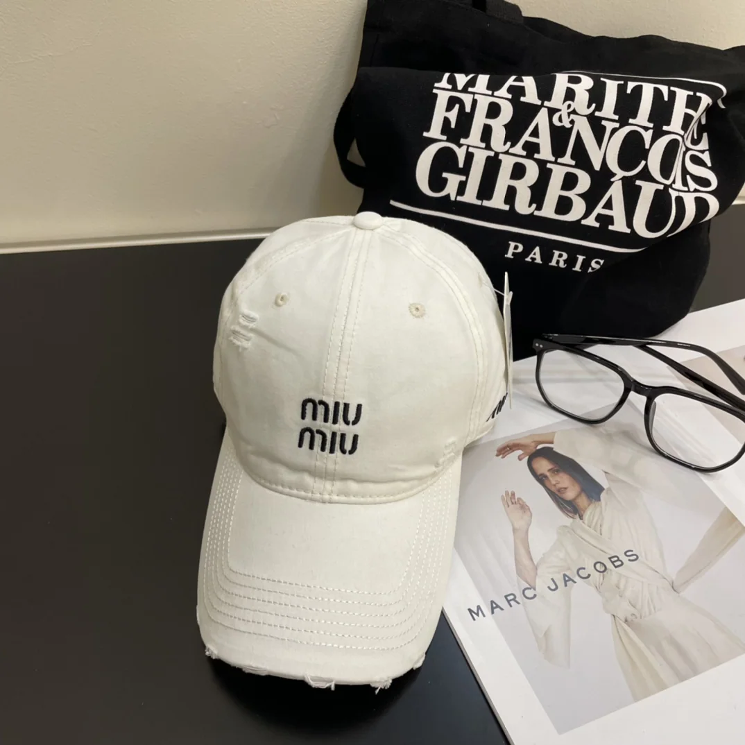 미우미우 무지 자수 베이스볼 캡 상세 이미지 2