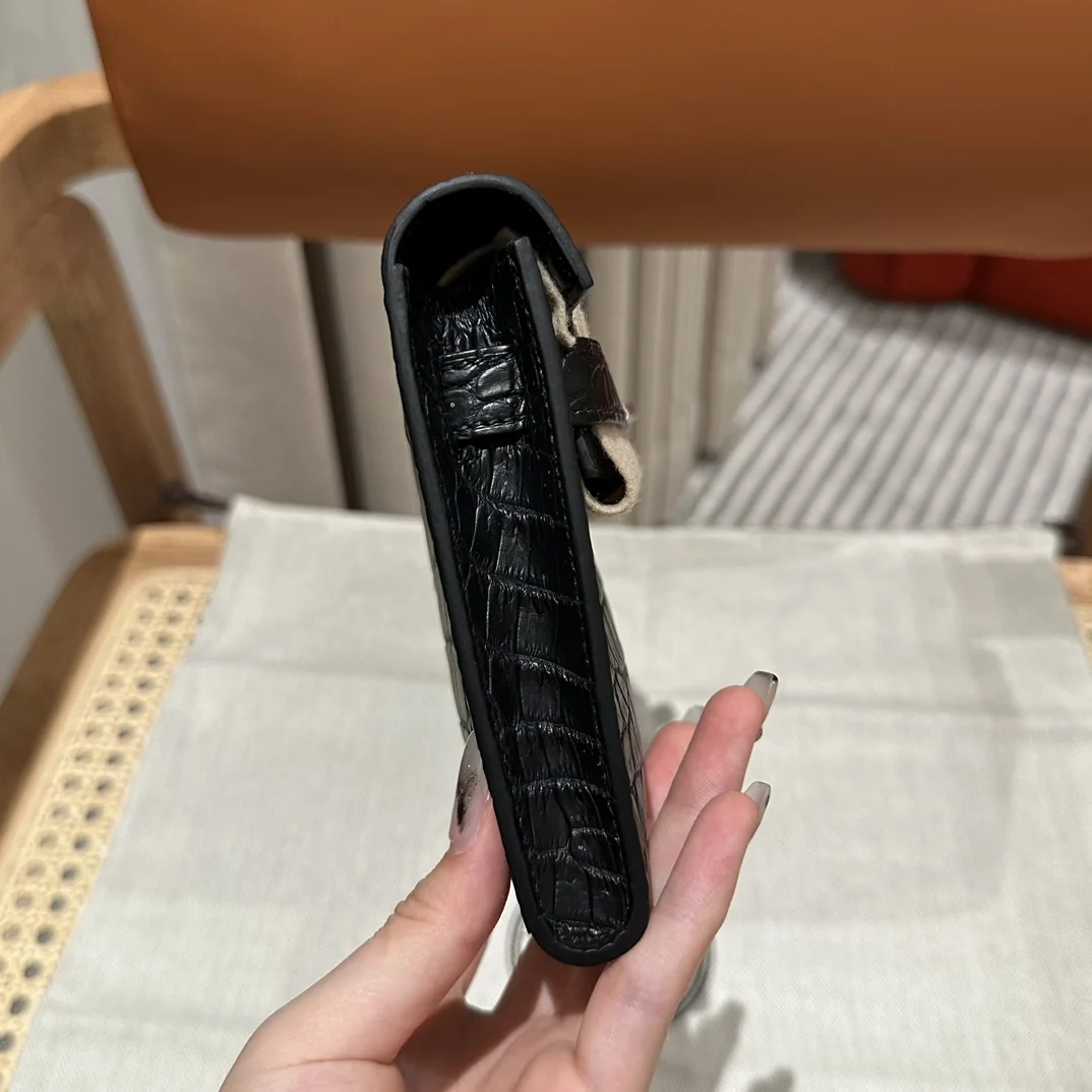 에르메스 켈리컷 블랙 소금물 크로커다일 클러치백 상세 이미지 6