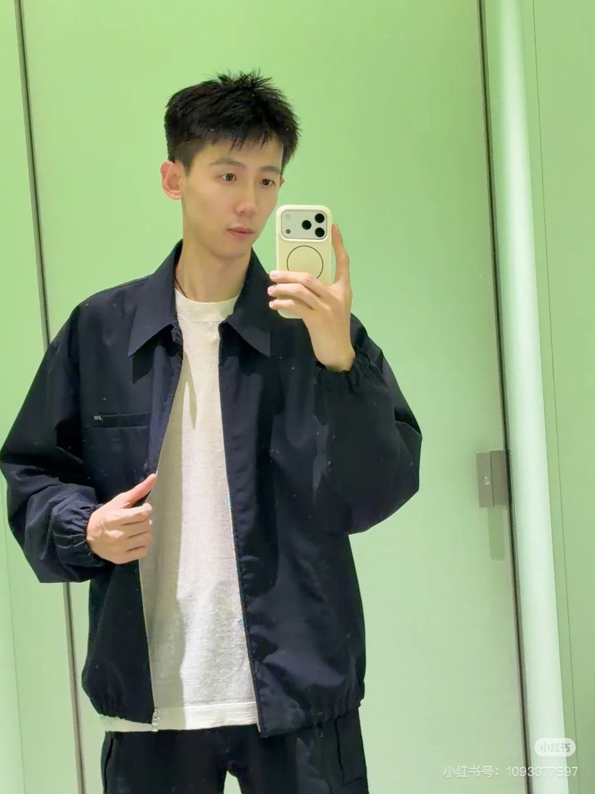 프라다 여성 네이비 울 재킷 반팔 상세 이미지 7