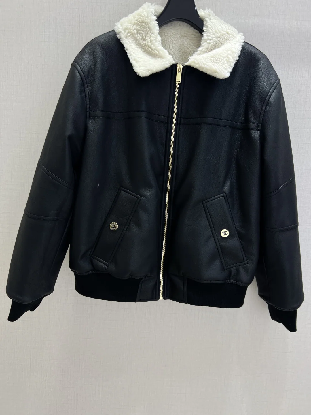 샤넬 램 울 카라 가죽 남성 자켓 상세 이미지 5