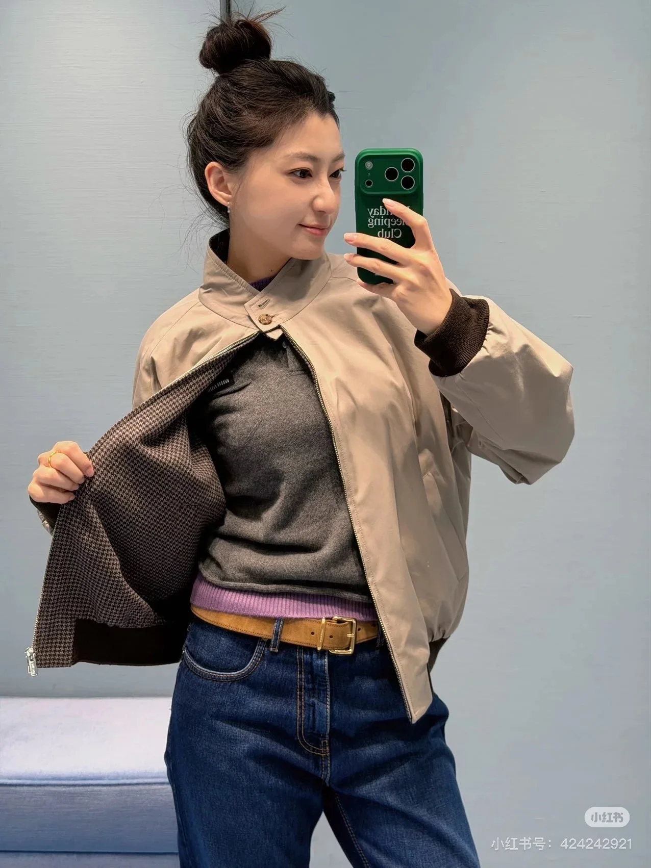 미우미우 드롭 숄더 체크 울 자켓 26 FW 상세 이미지 2