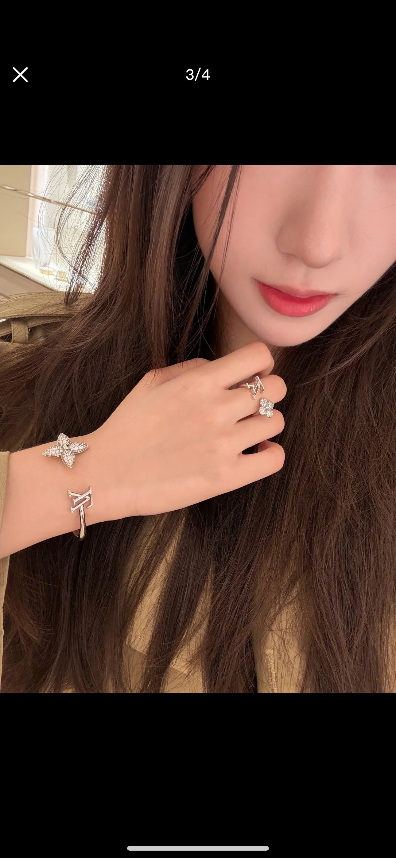 루이비통 다이아몬드 모노그램 플라워 오픈 반지 25 SS 상세 이미지 4