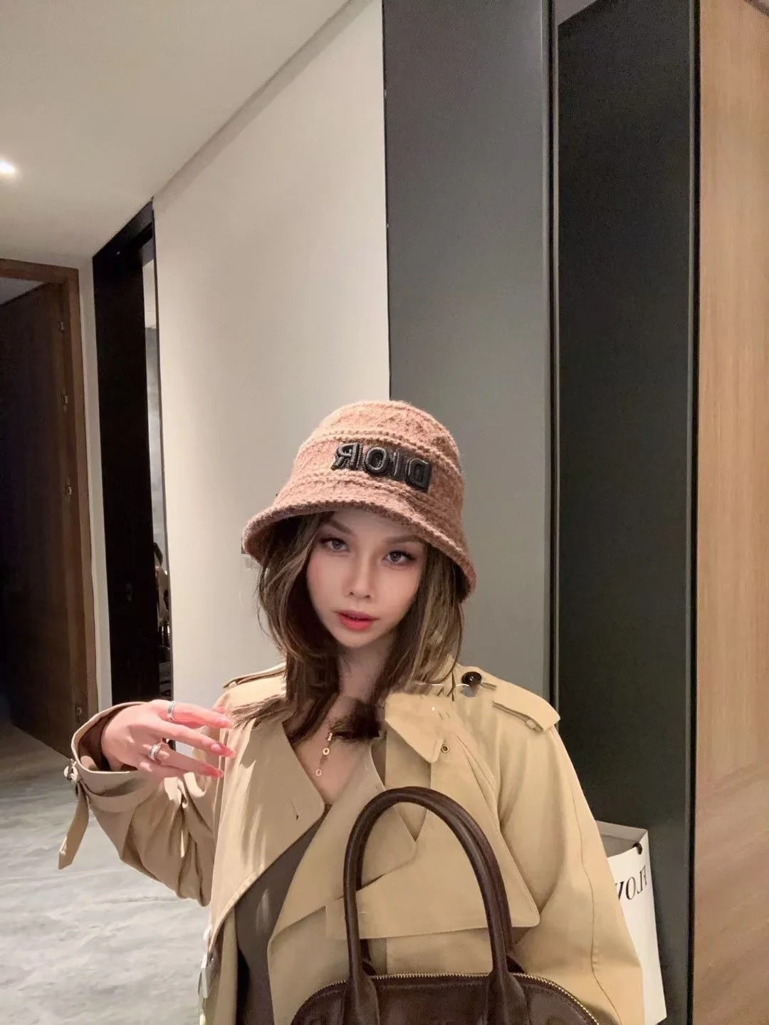 디올 니트 버킷햇 모자 상세 이미지 1