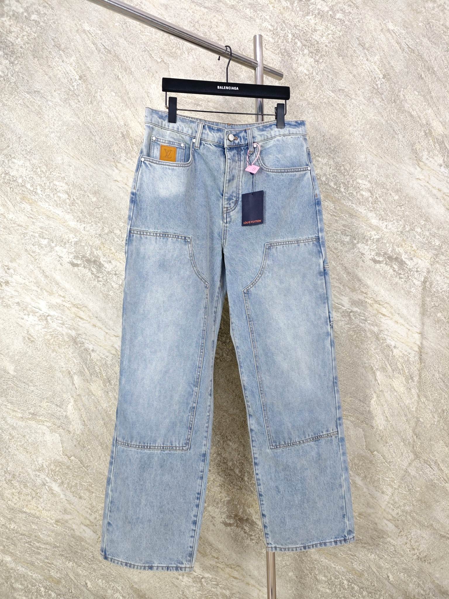 루이비통 데미지 가공 워크 진 바지 상세 이미지 1