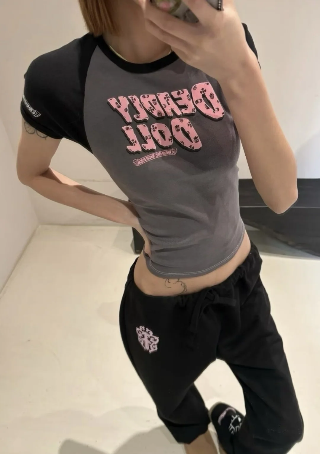 크롬하츠 컬러블록 여성 반팔 티셔츠 상세 이미지 8