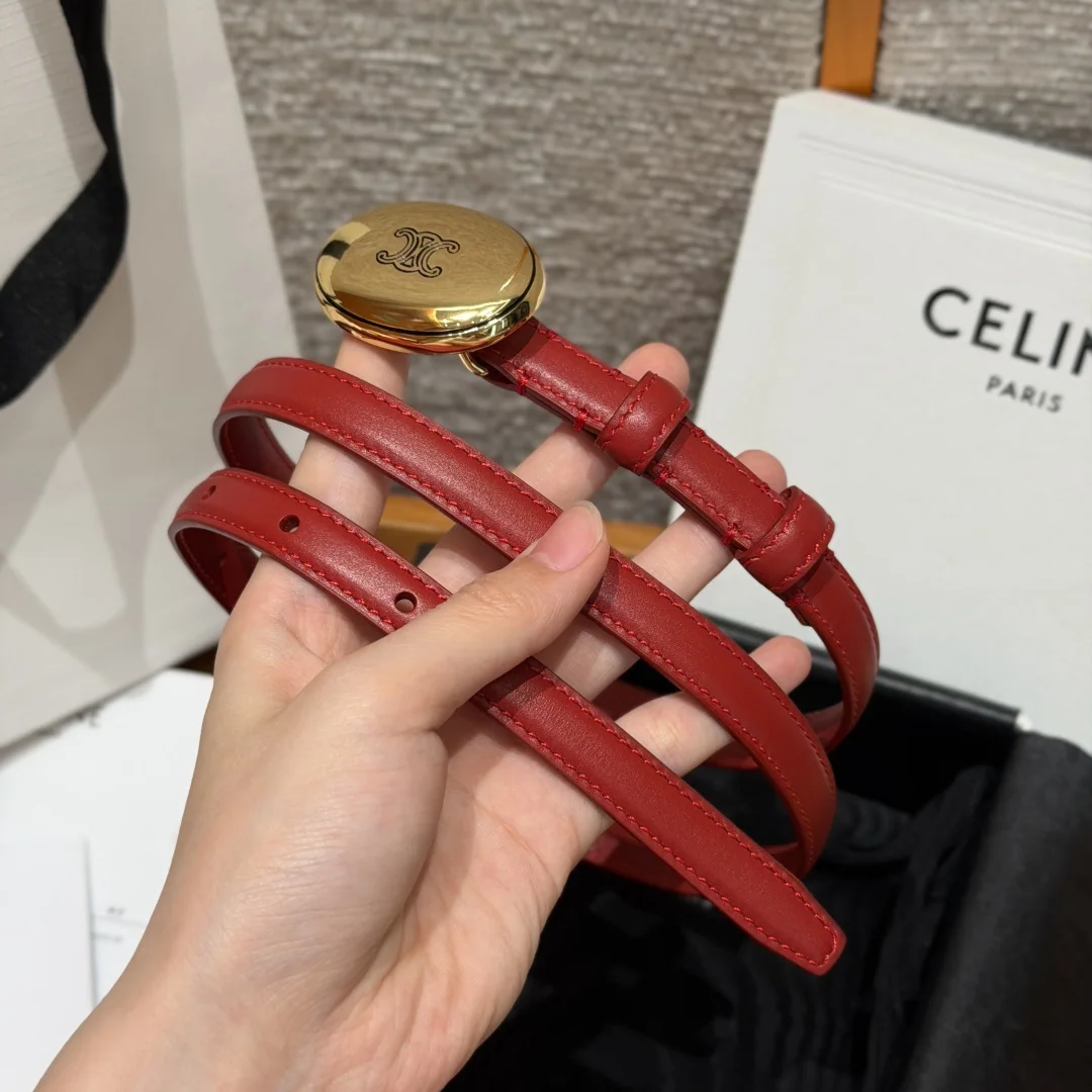 셀린느 개선문 골드 타원 버클 소가죽 벨트 상세 이미지 2