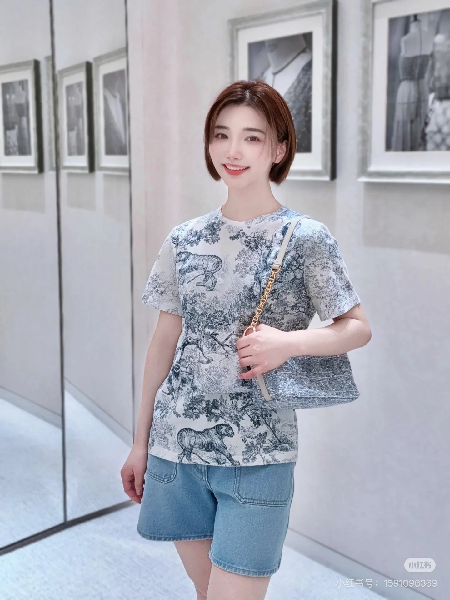 디올 소바주 프린트 코튼 린넨 반팔 티셔츠 상세 이미지 9