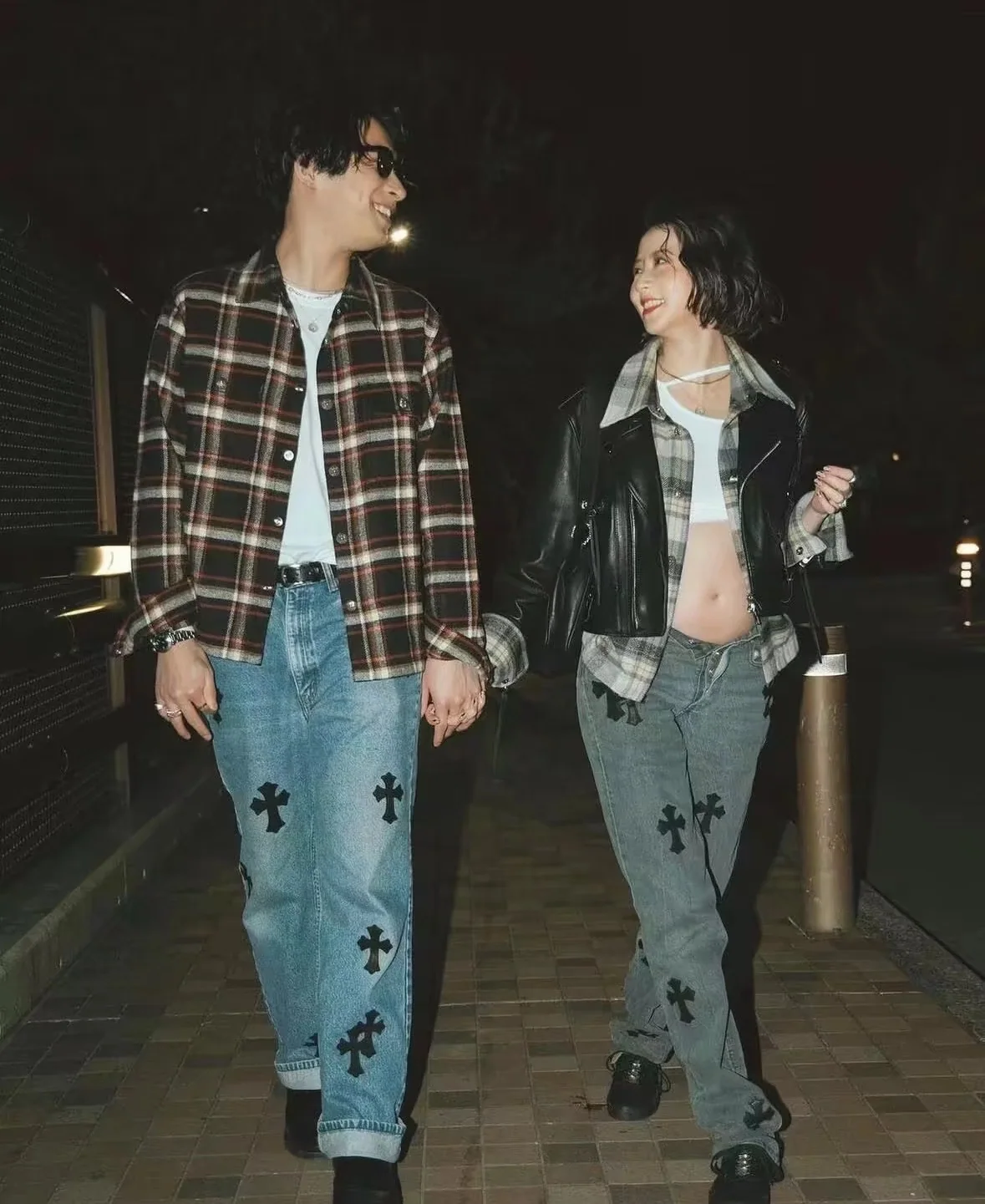 크롬하츠 가죽 워시드 데님 남성 바지 상세 이미지 1