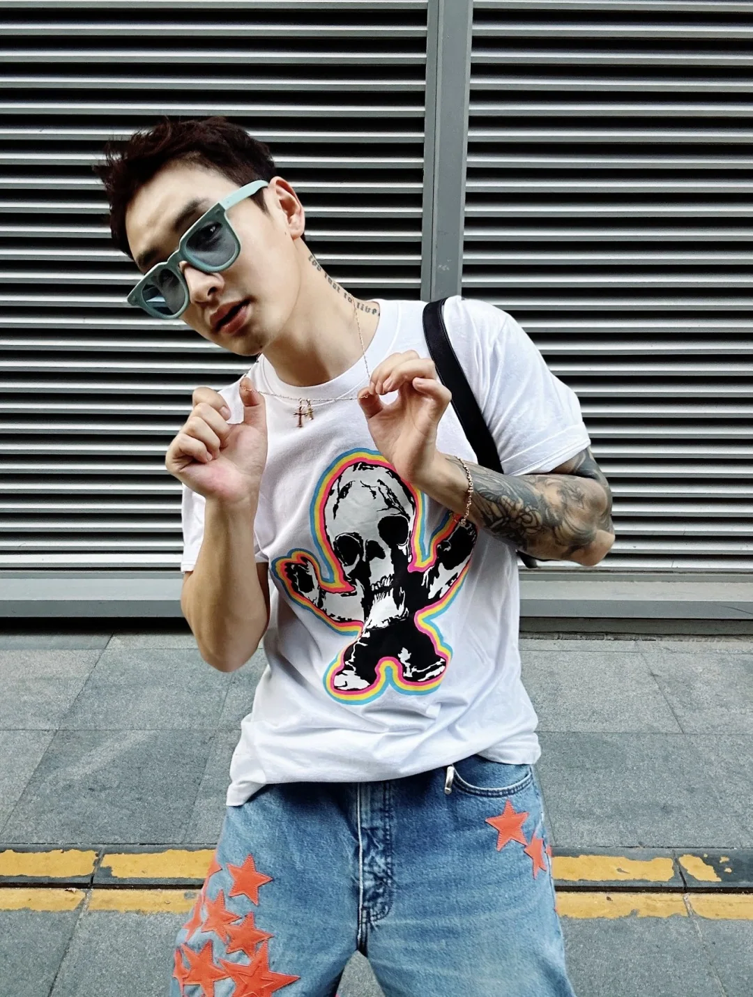 크롬하츠 포티 컬러풀 스컬 남성 반팔 티셔츠 상세 이미지 20