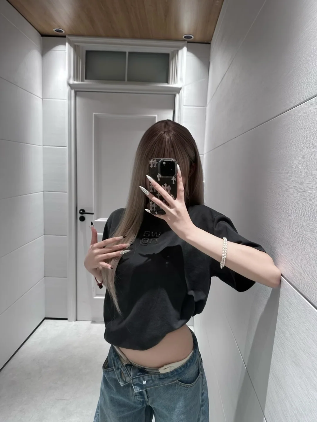 알렉산더왕 크리스탈 라인스톤 장식 반팔 티셔츠 26 SS 상세 이미지 9
