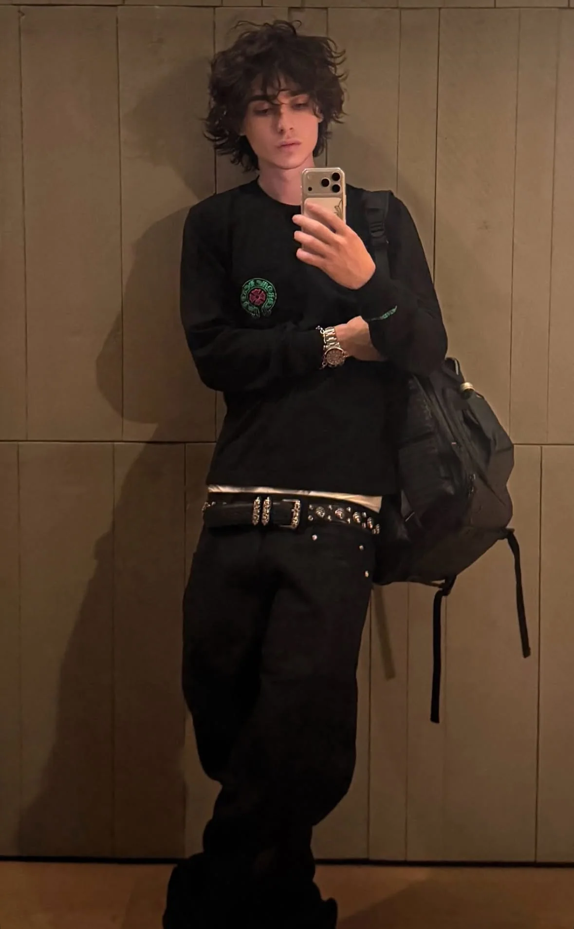 크롬하츠 형광 그린 말굽 프린트 남성 긴팔 티셔츠 상세 이미지 5