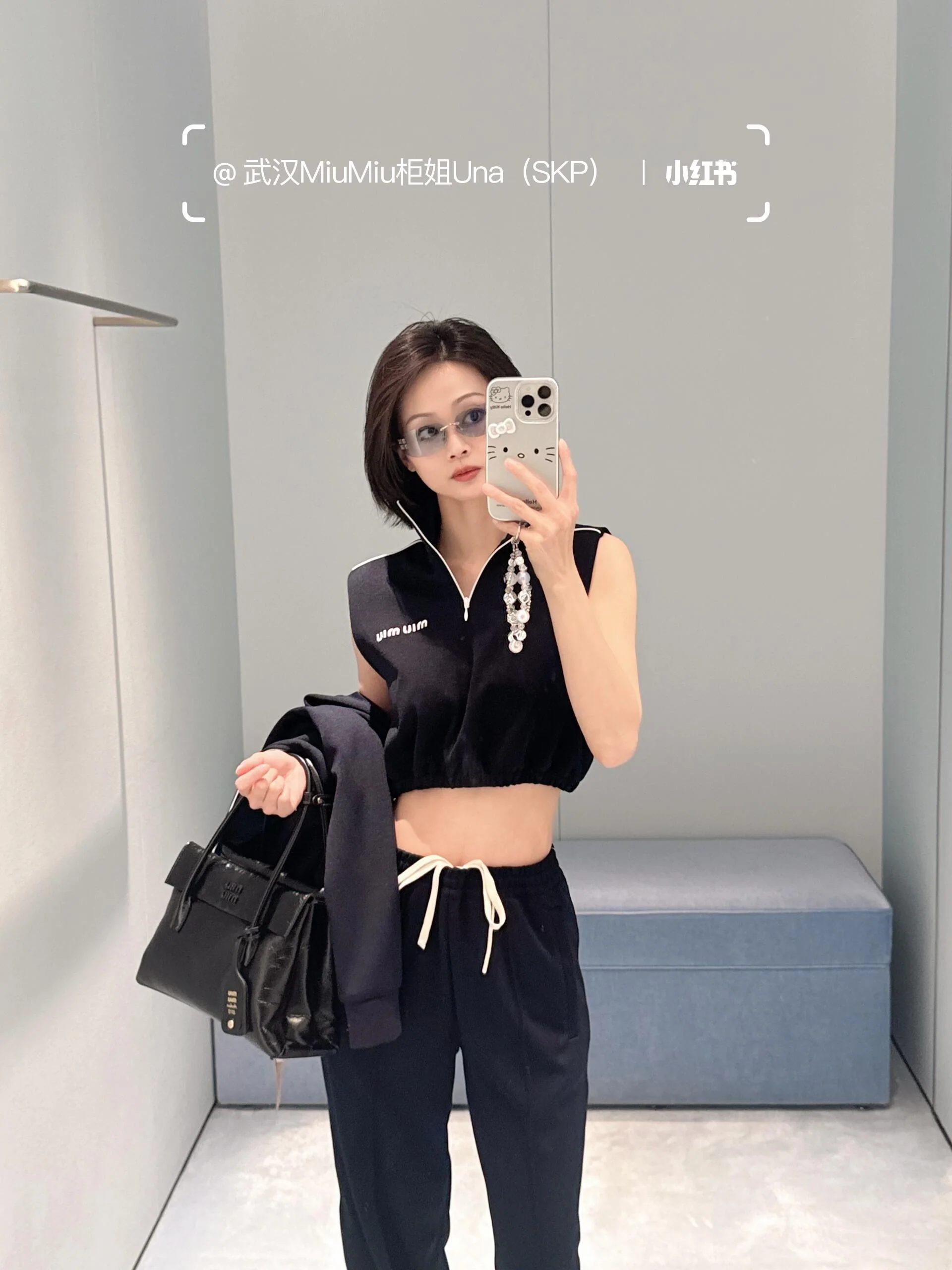 미우미우 하프 집업 하이넥 반팔 스웨트셔츠 세트 26 SS 상세 이미지 7
