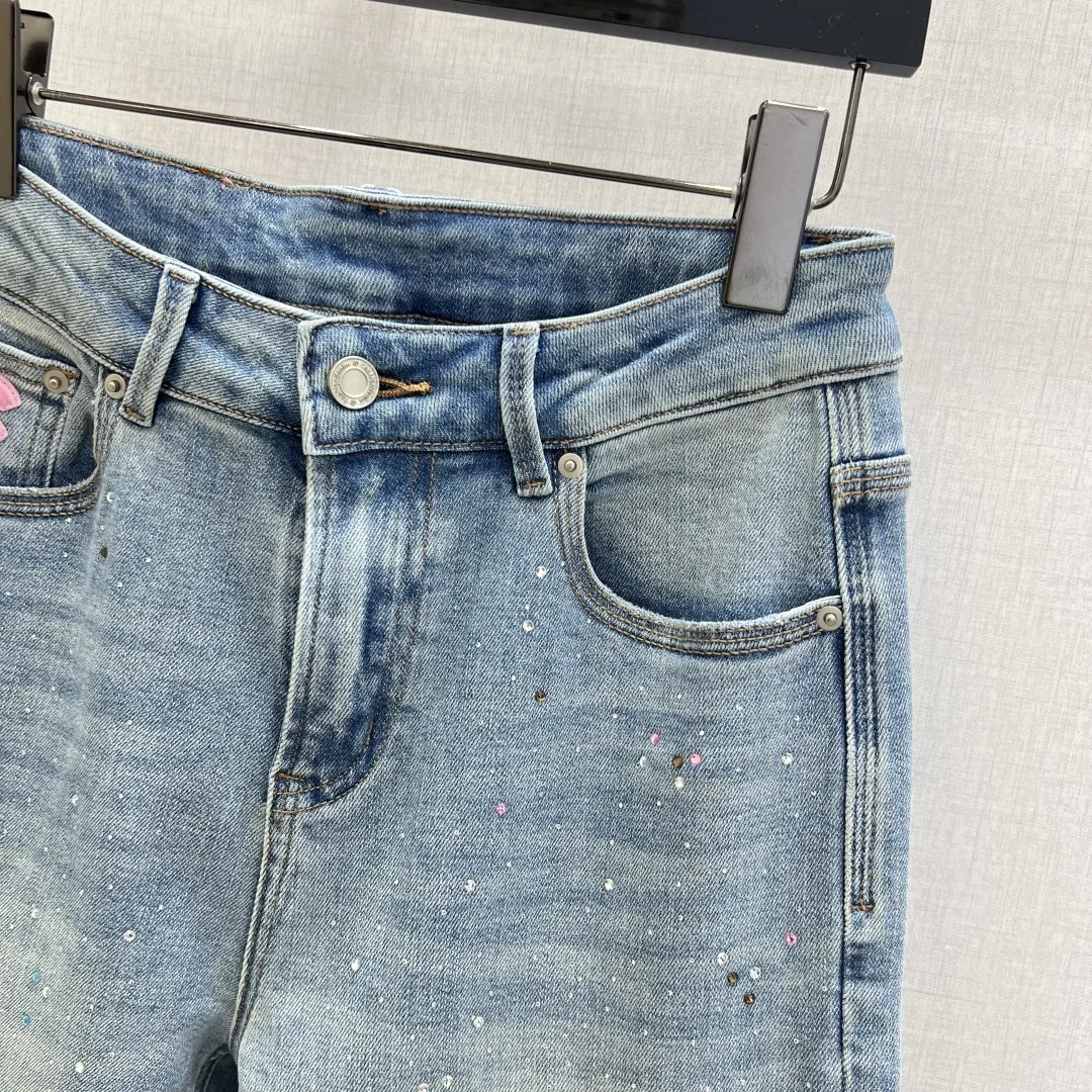 샤넬 라인스톤 더블 C 스트레이트 레그 여성 바지 상세 이미지 5