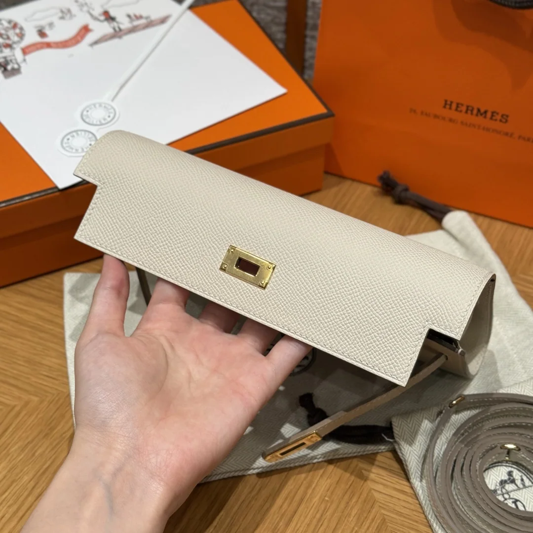 에르메스 켈리 크로스바디백 밀크셰이크 화이트 골드 하드웨어 가죽 가방 상세 이미지 3