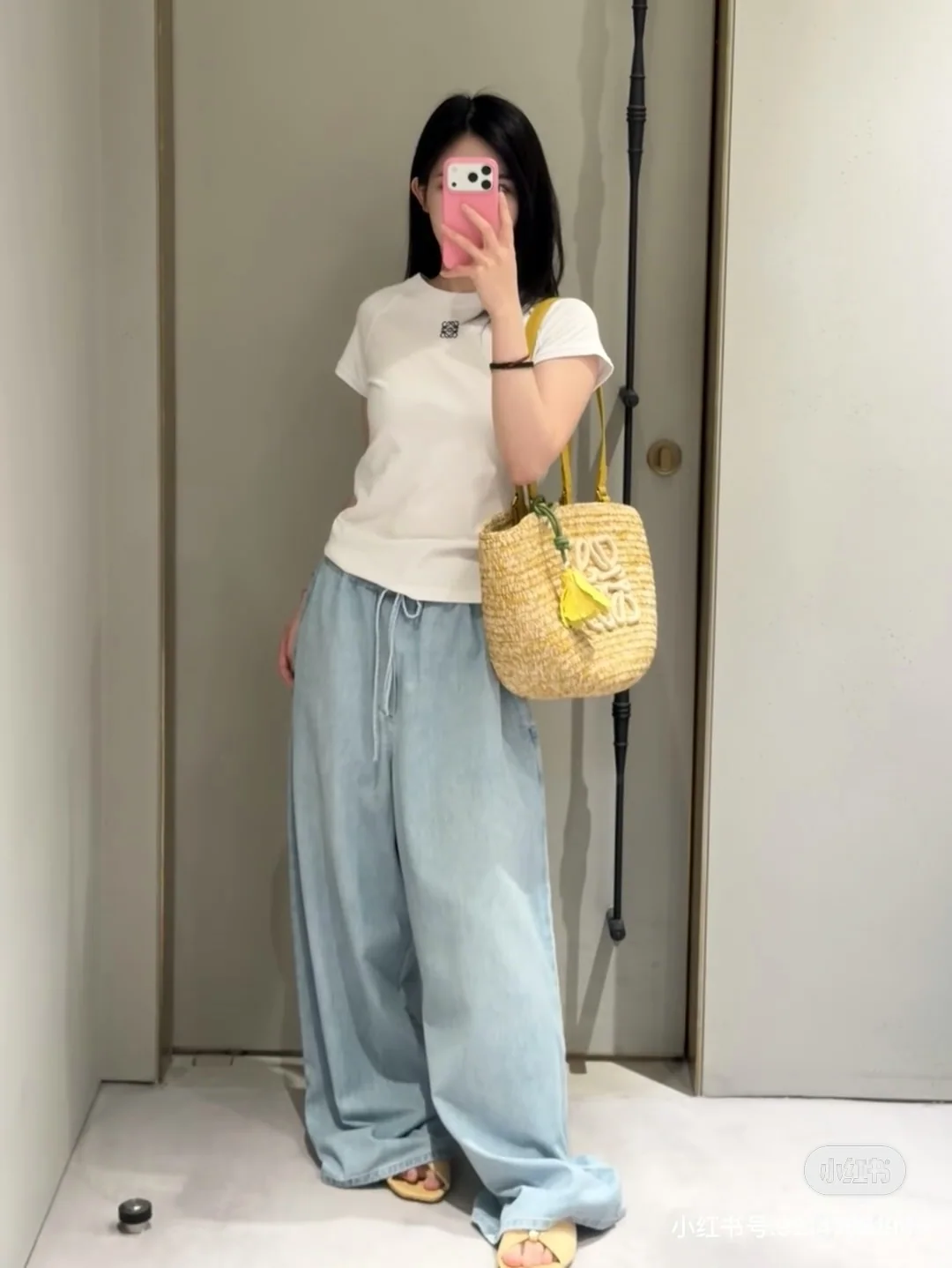 로에베 와이드 레그 코튼 여성 바지 상세 이미지 6