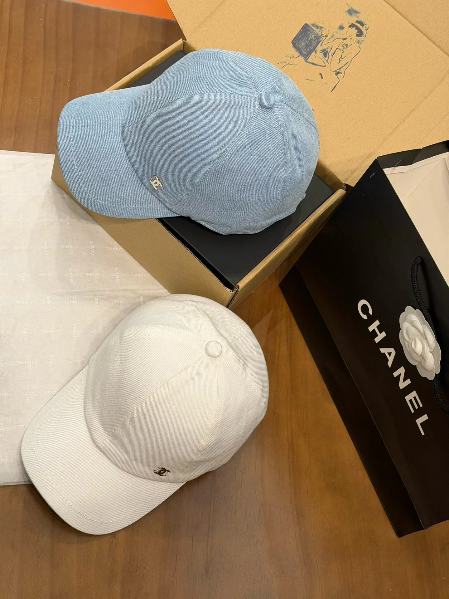 샤넬 126 C 데님 블루 베이스볼 캡 상세 이미지 3