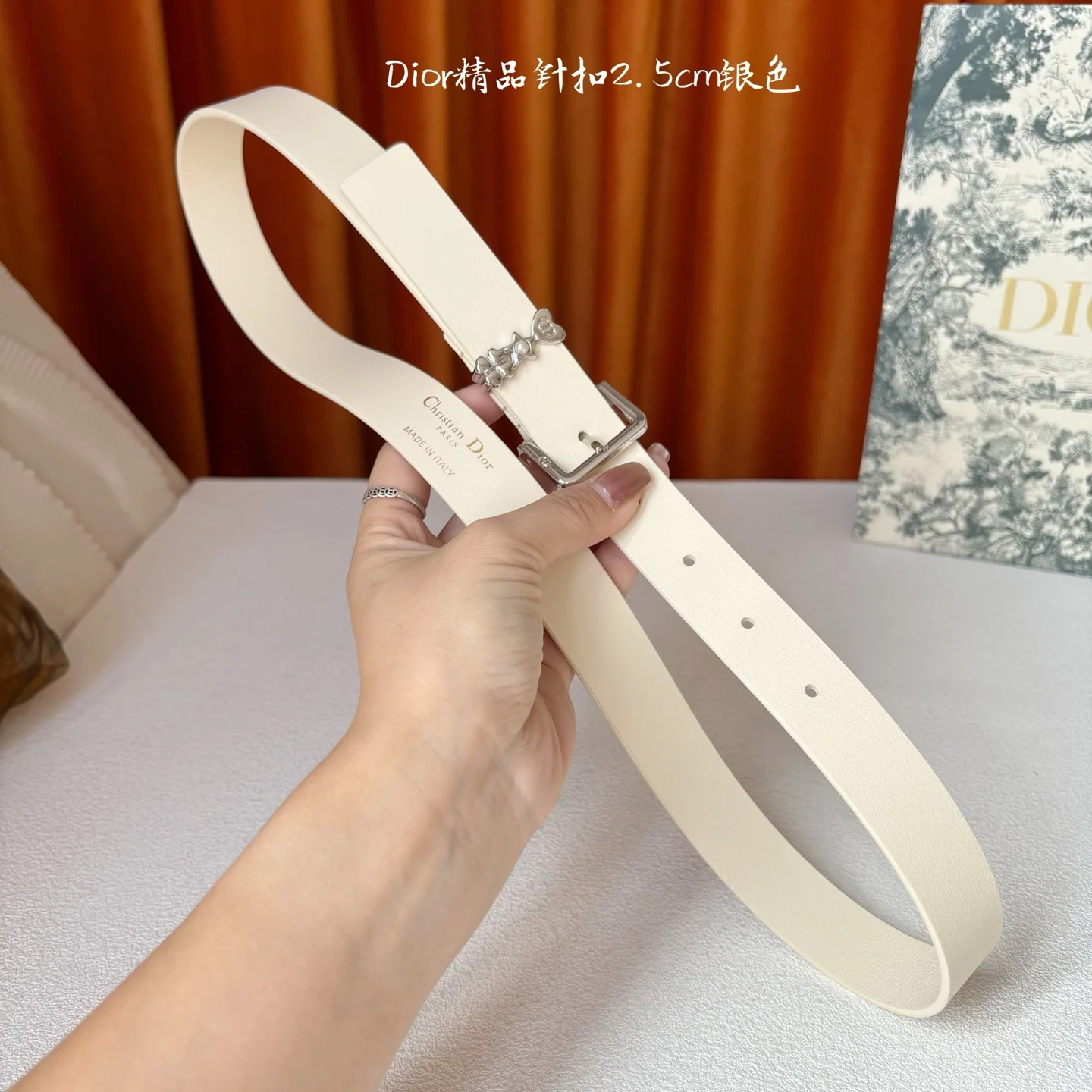 디올 블랙 카프스킨 CD 버클 벨트 상세 이미지 6
