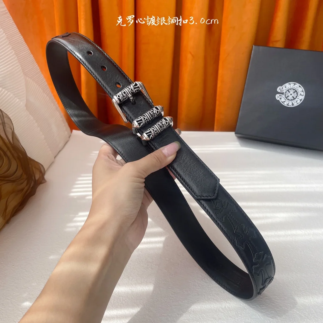 크롬하츠 켈틱 드래곤 S925 은도금 가죽 벨트 상세 이미지 6
