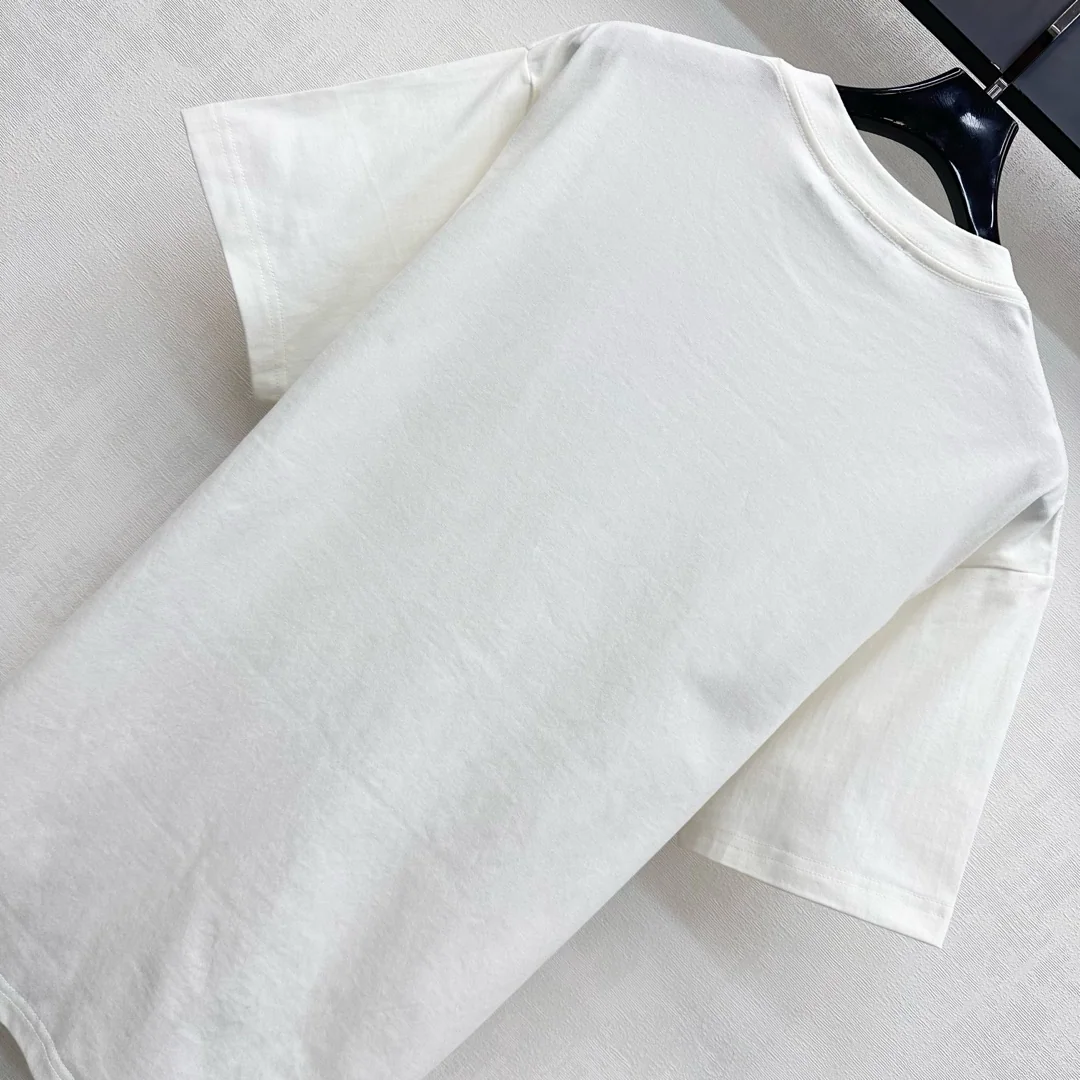 디올 나비 프린트 크루넥 여성 반팔 티셔츠 상세 이미지 5