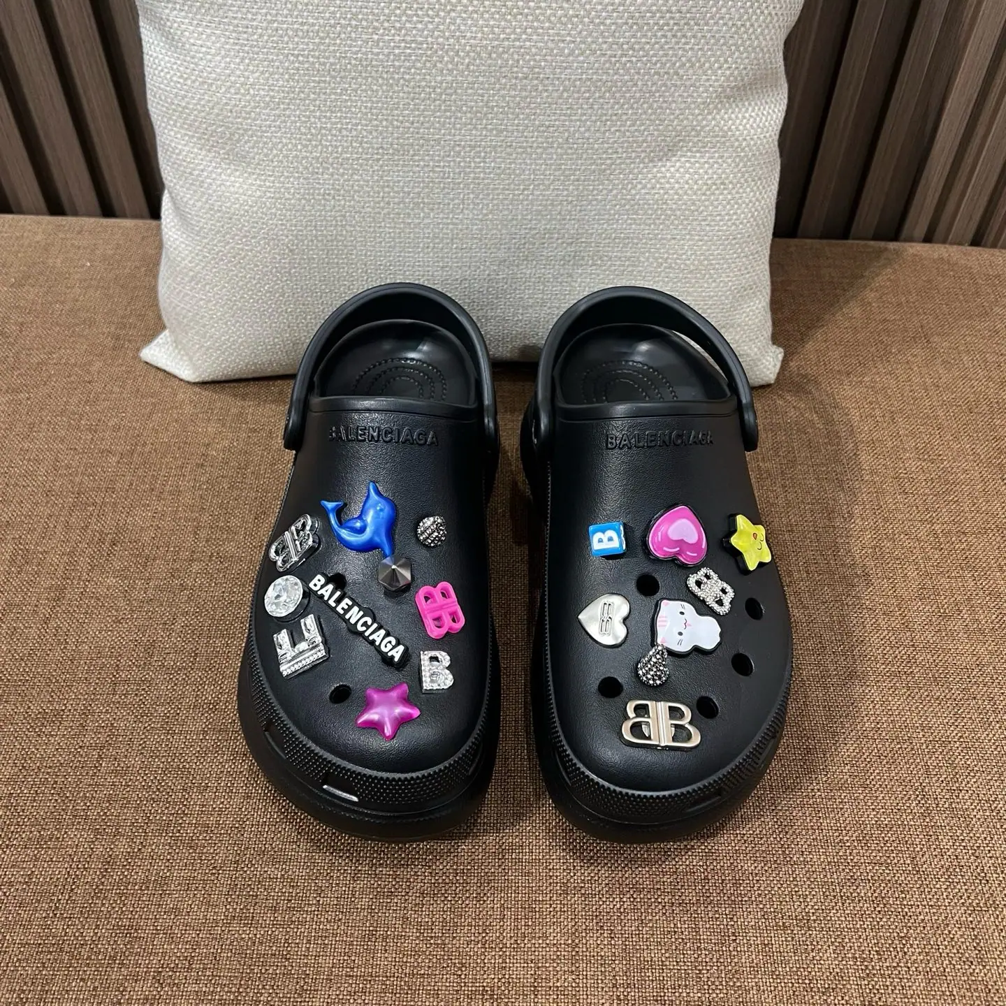 발렌시아가 샌들 여성 블랙 DIY 메탈 액세서리 187629