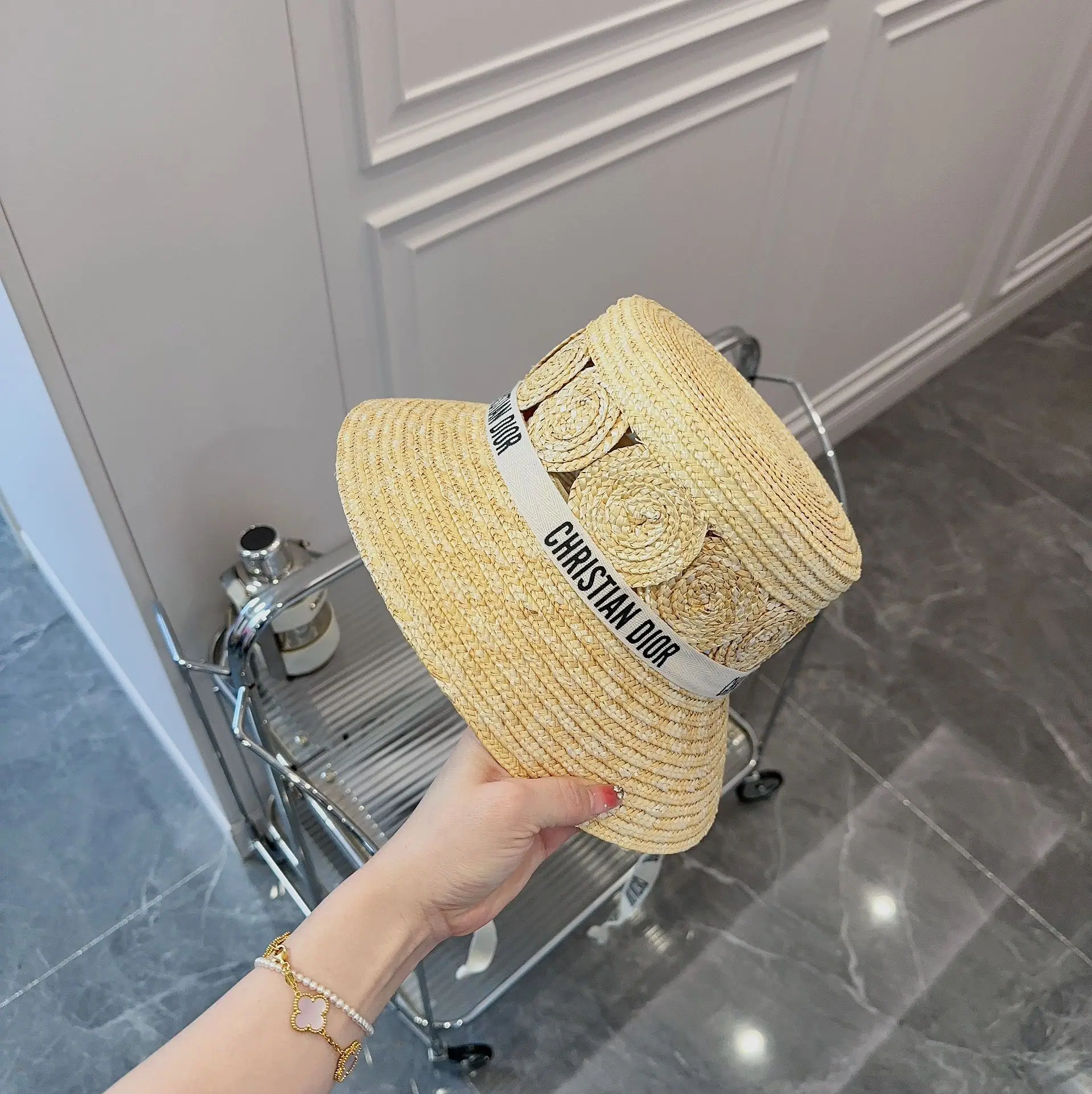 디올 어부풍 린넨 밀짚모자 상세 이미지 6
