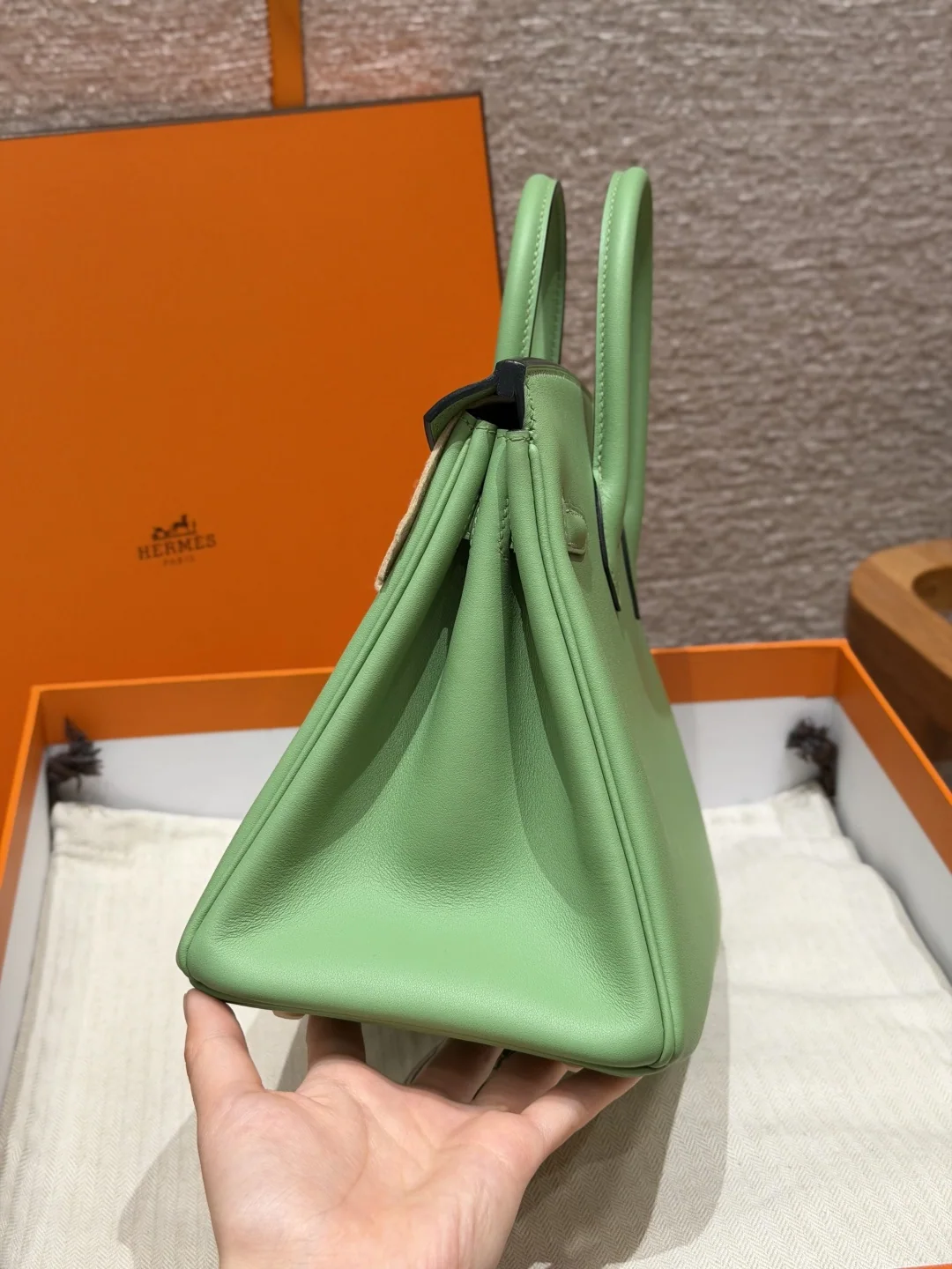 에르메스 버킨 25 크리스피 그린 가방 상세 이미지 3