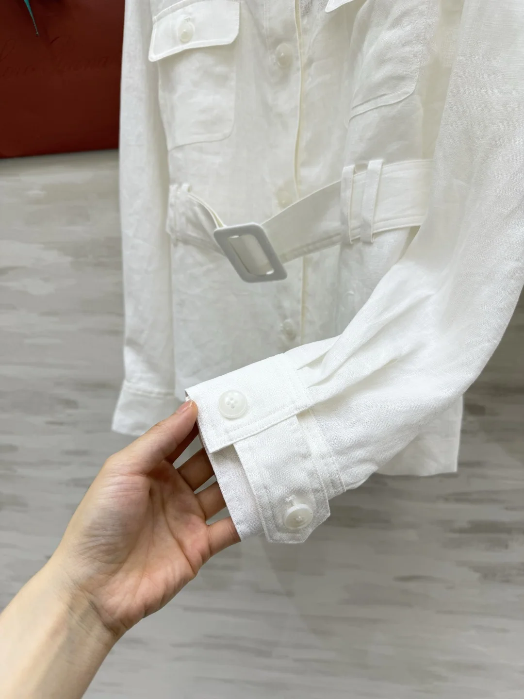 로로피아나 린넨 워크웨어 재킷 반바지 세트 상세 이미지 3
