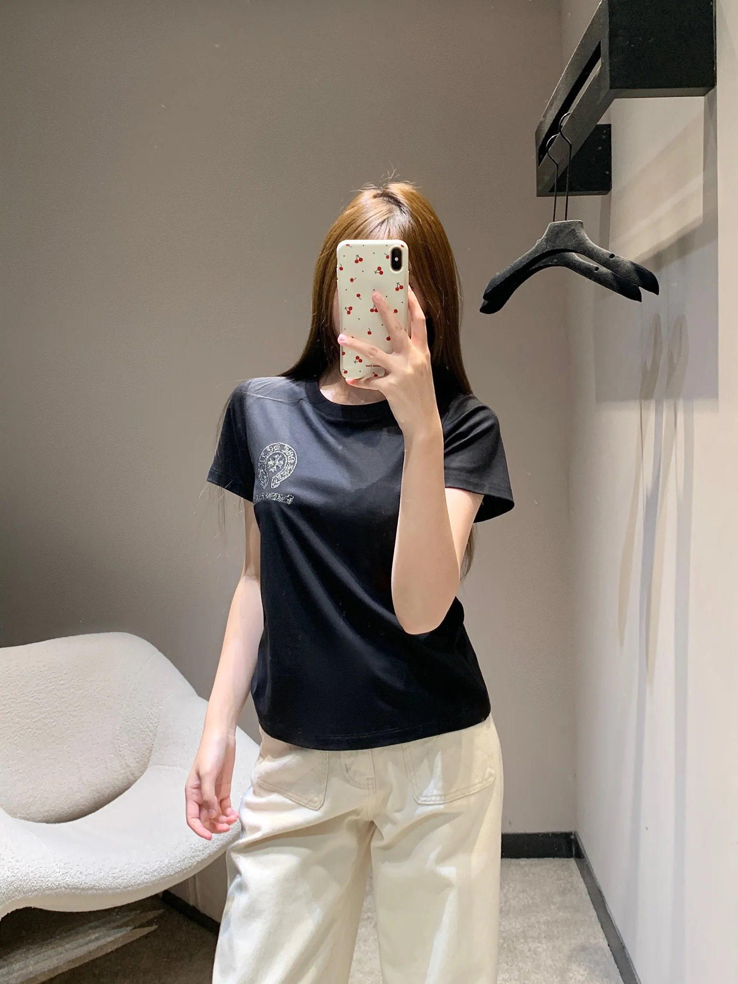 크롬하츠 크루넥 자수 반팔 티셔츠 여성용 26 SS 상세 이미지 7