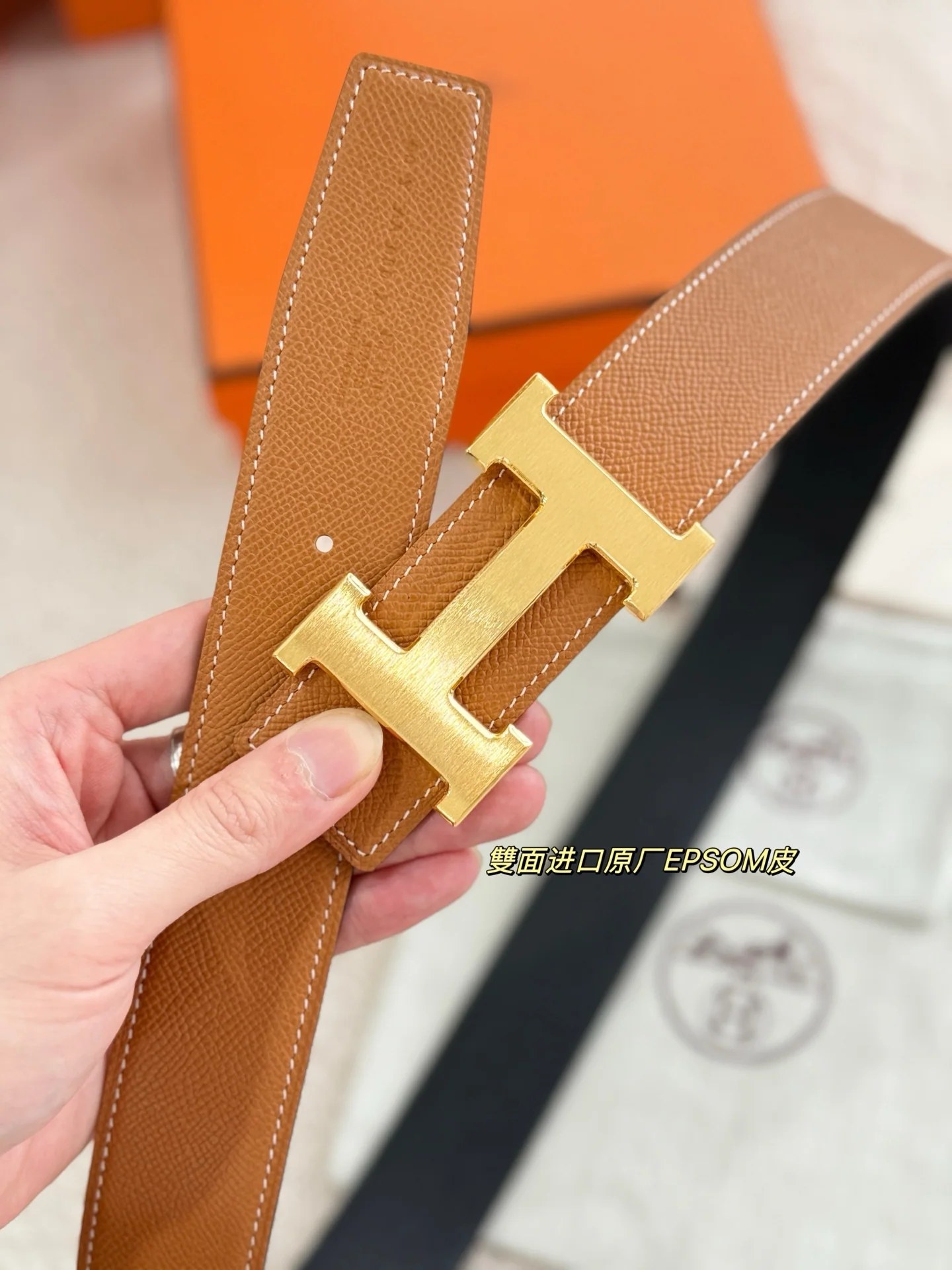 에르메스 샌드블라스트 가죽 남성용 벨트 상세 이미지 7