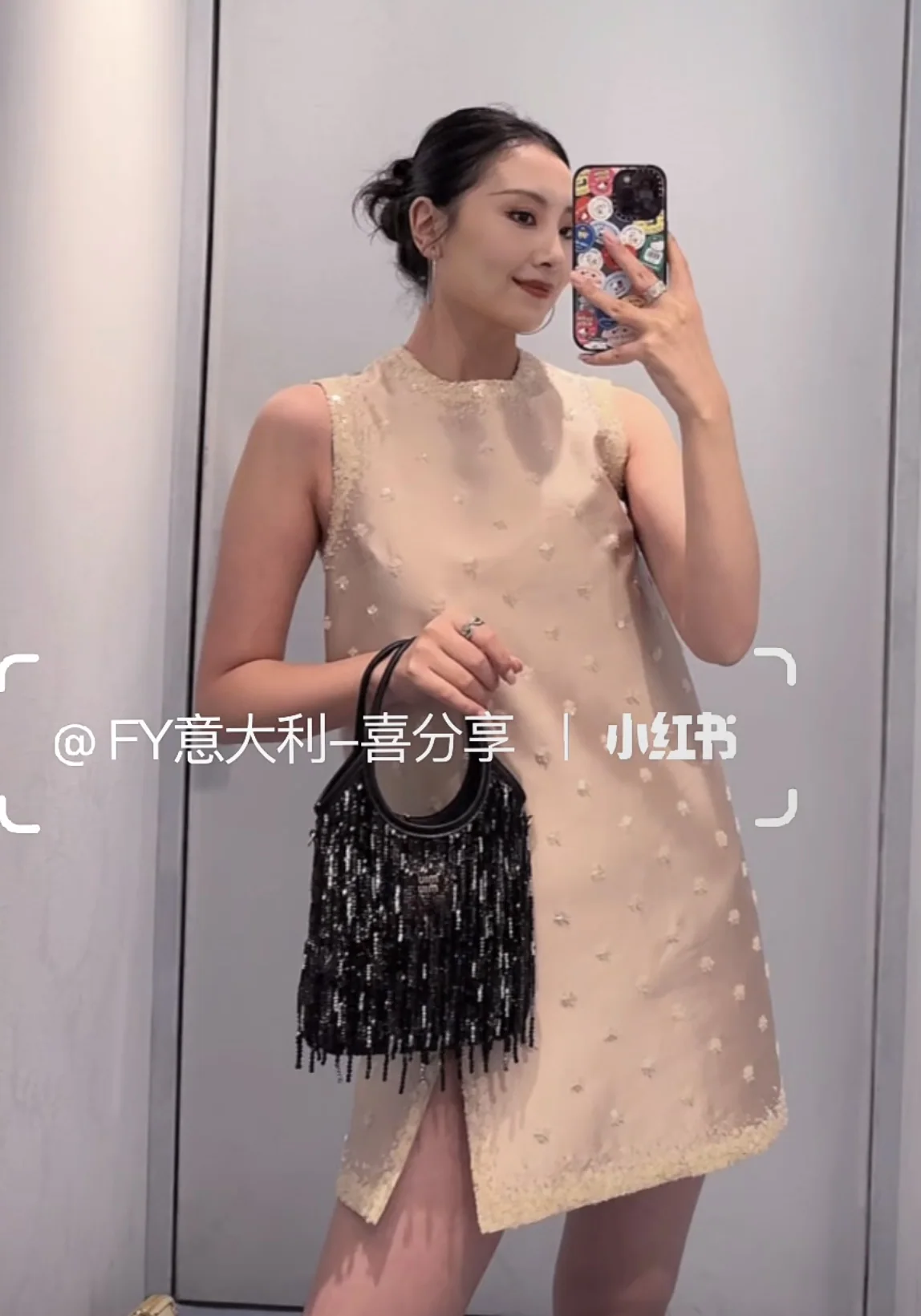 미우미우 플라워 라인스톤 장식 원피스 6409 상세 이미지 7
