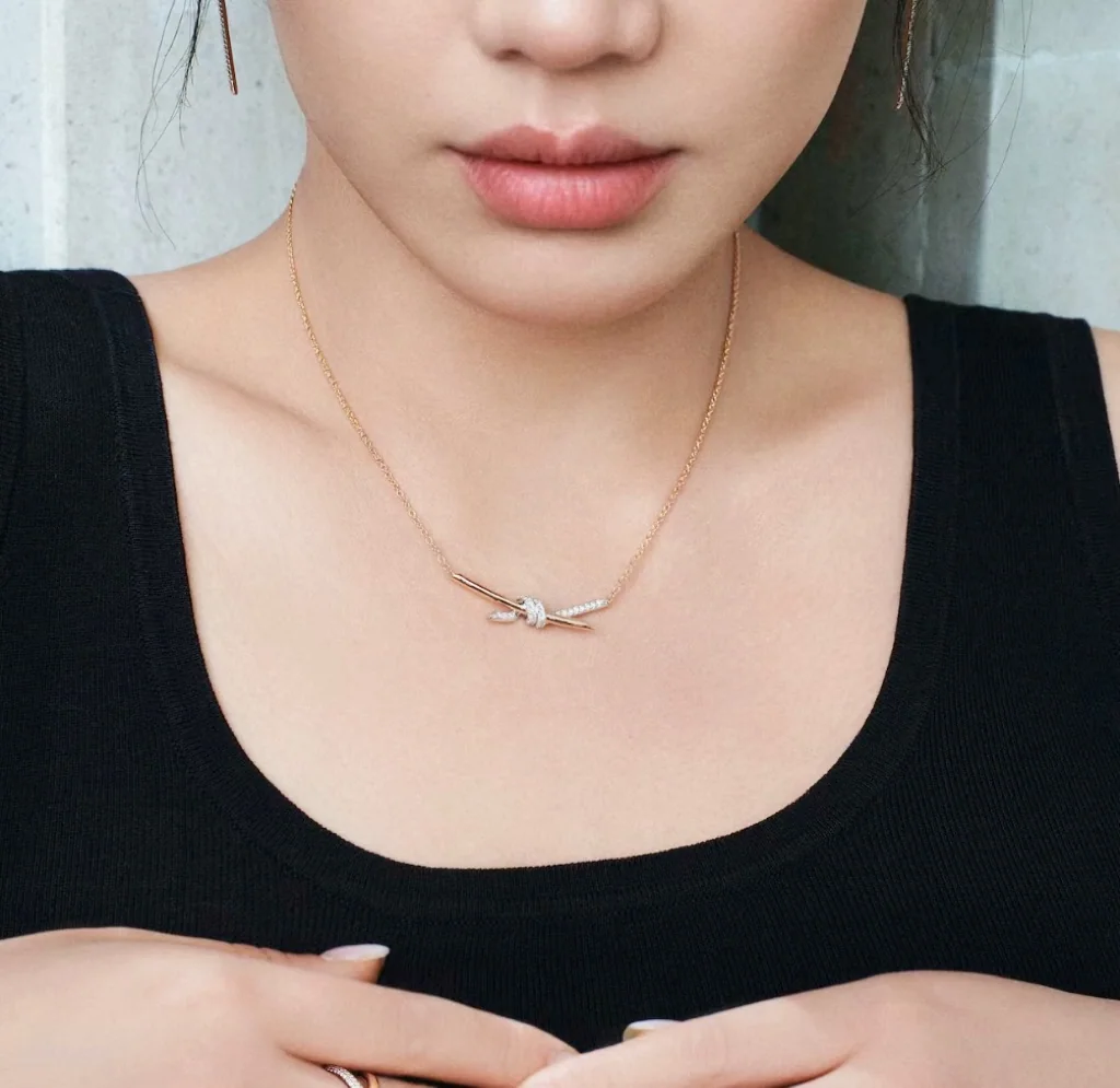 티파니 18 K 골드 투톤 다이아몬드 목걸이 상세 이미지 1