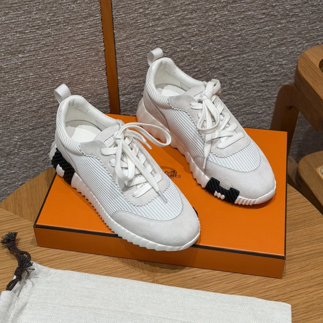 에르메스 바운싱 스니커즈 흰색 가죽 패치워크 상세 이미지 2