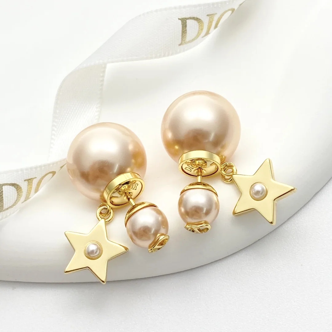 디올 로즈골드 오각별 더블 진주 귀걸이 상세 이미지 1