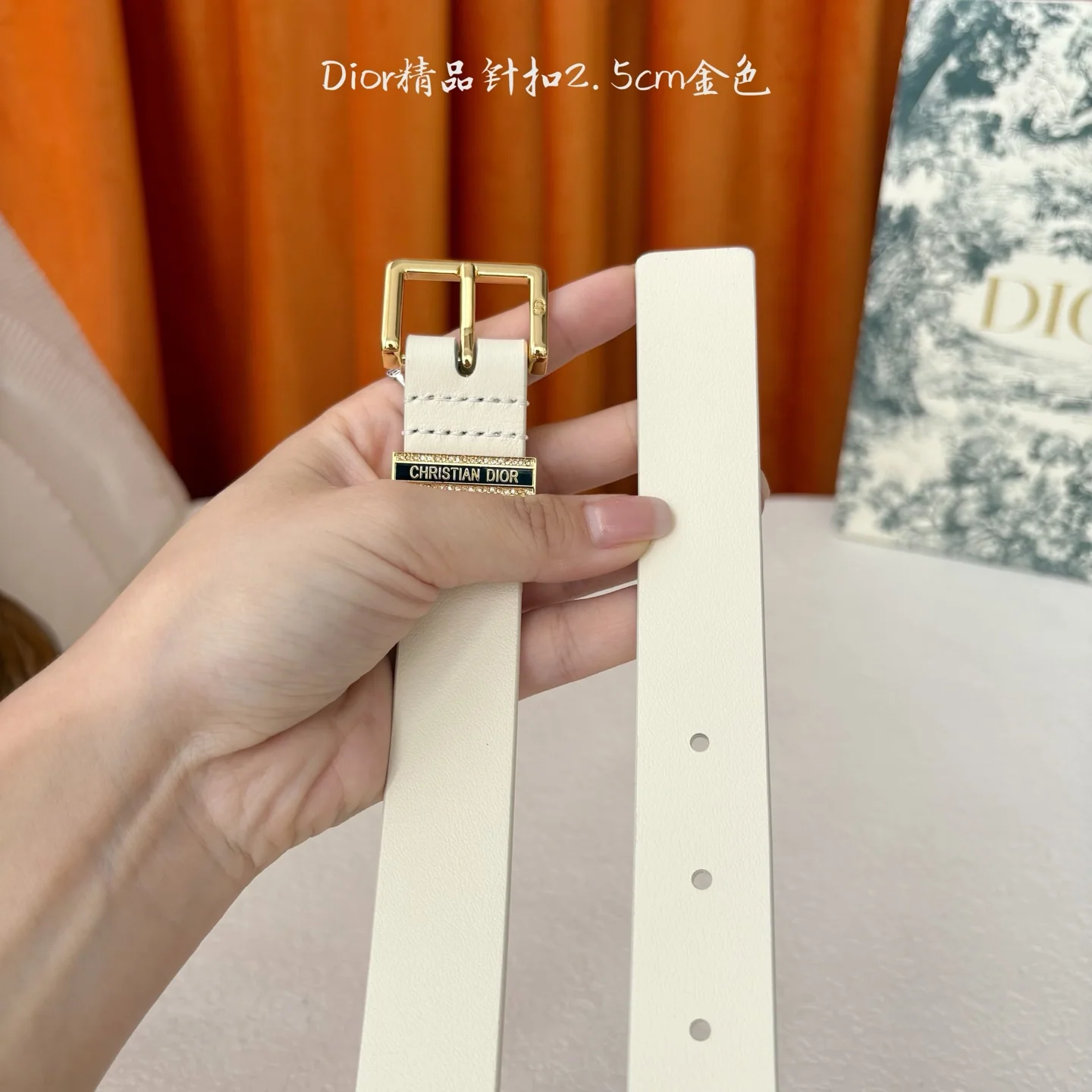 디올 CD 버클 송아지가죽 벨트 상세 이미지 4