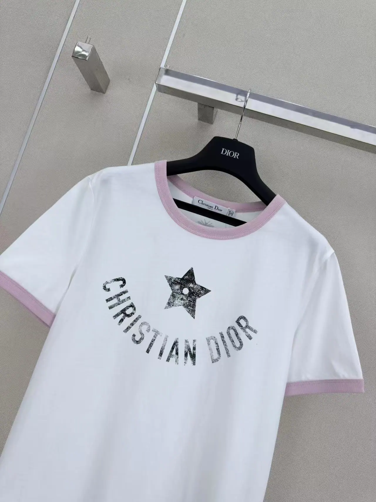 디올 오각별 컬러블록 크루넥 반팔 티셔츠 상세 이미지 2