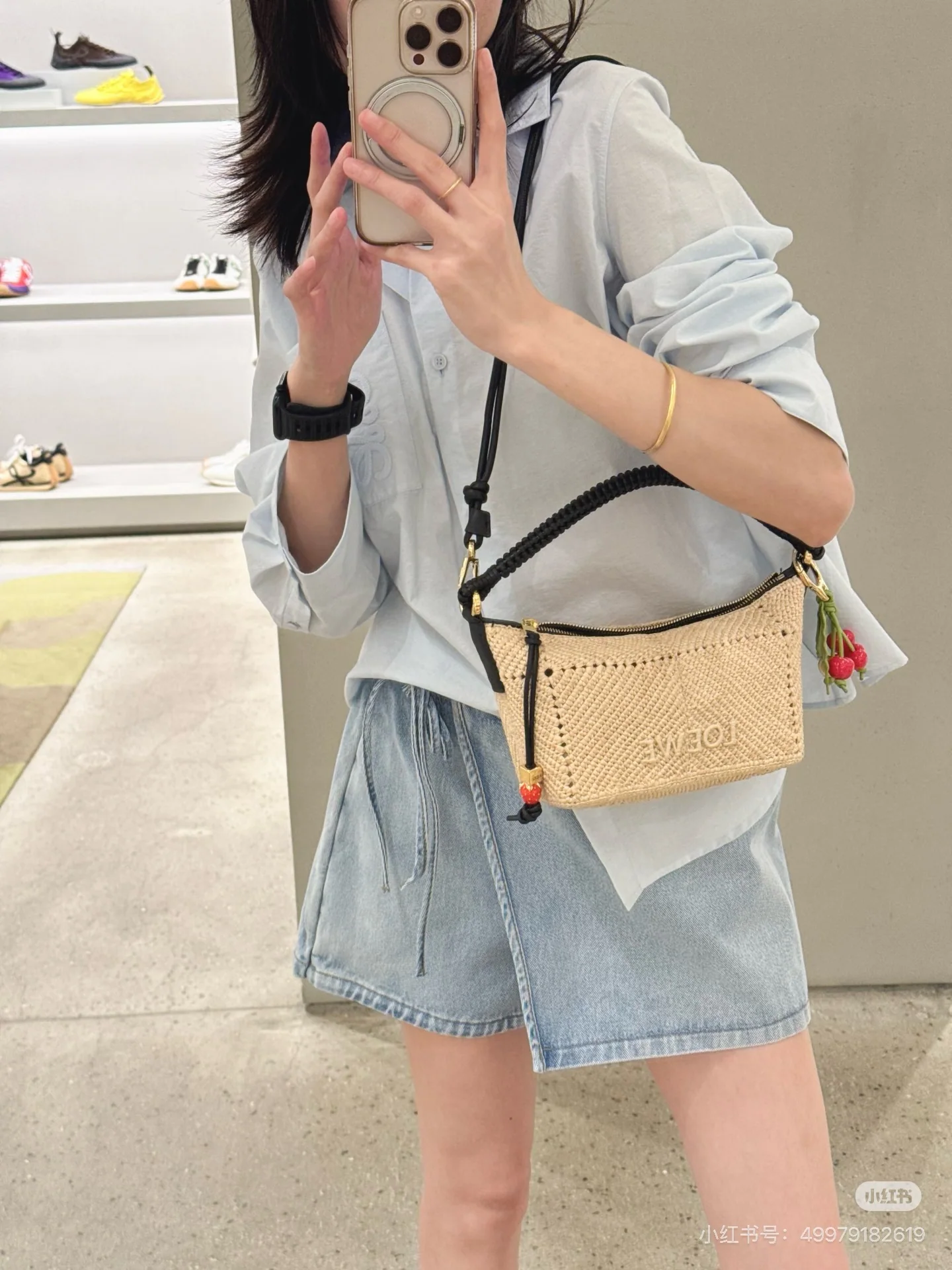 로에베 자수 로고 포켓 카라 긴팔 셔츠 상세 이미지 7