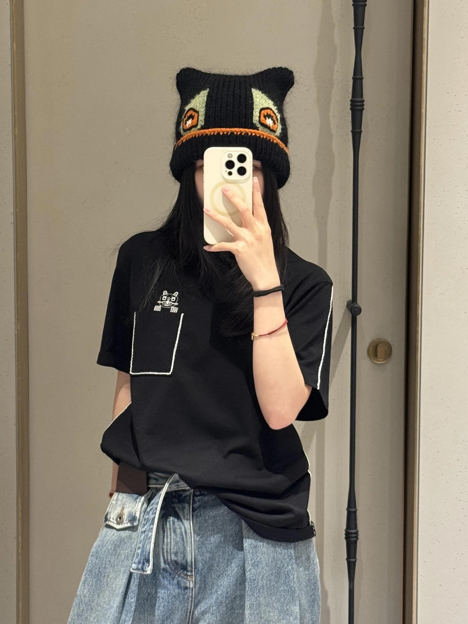 루이비통 여성 코튼 자수 오버핏 반팔 티셔츠 5873 상세 이미지 4