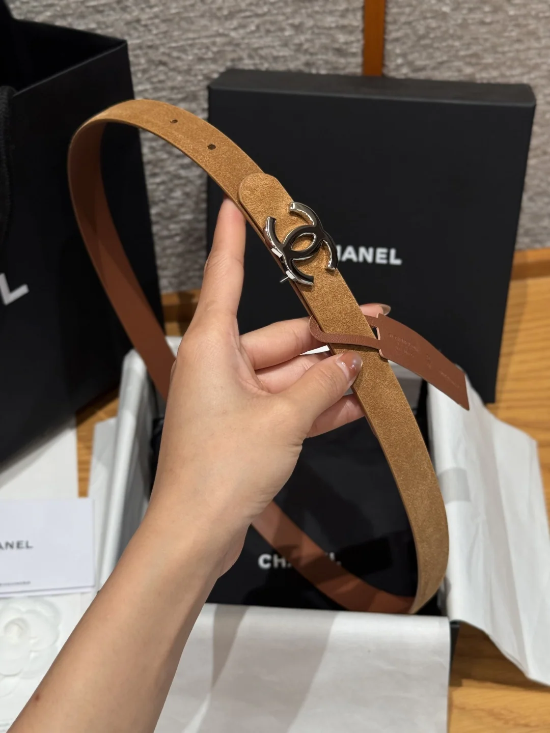 샤넬 양면 카프스킨 더블 C 벨트 상세 이미지 8