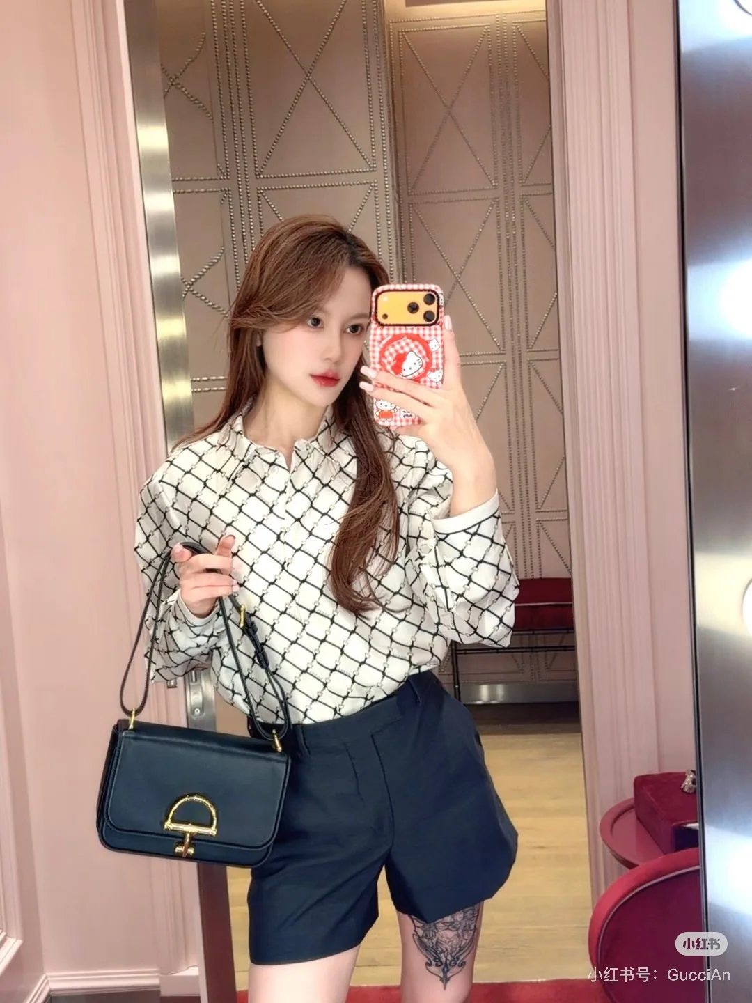 구찌 다이아몬드 패턴 실크 셔츠 상세 이미지 5