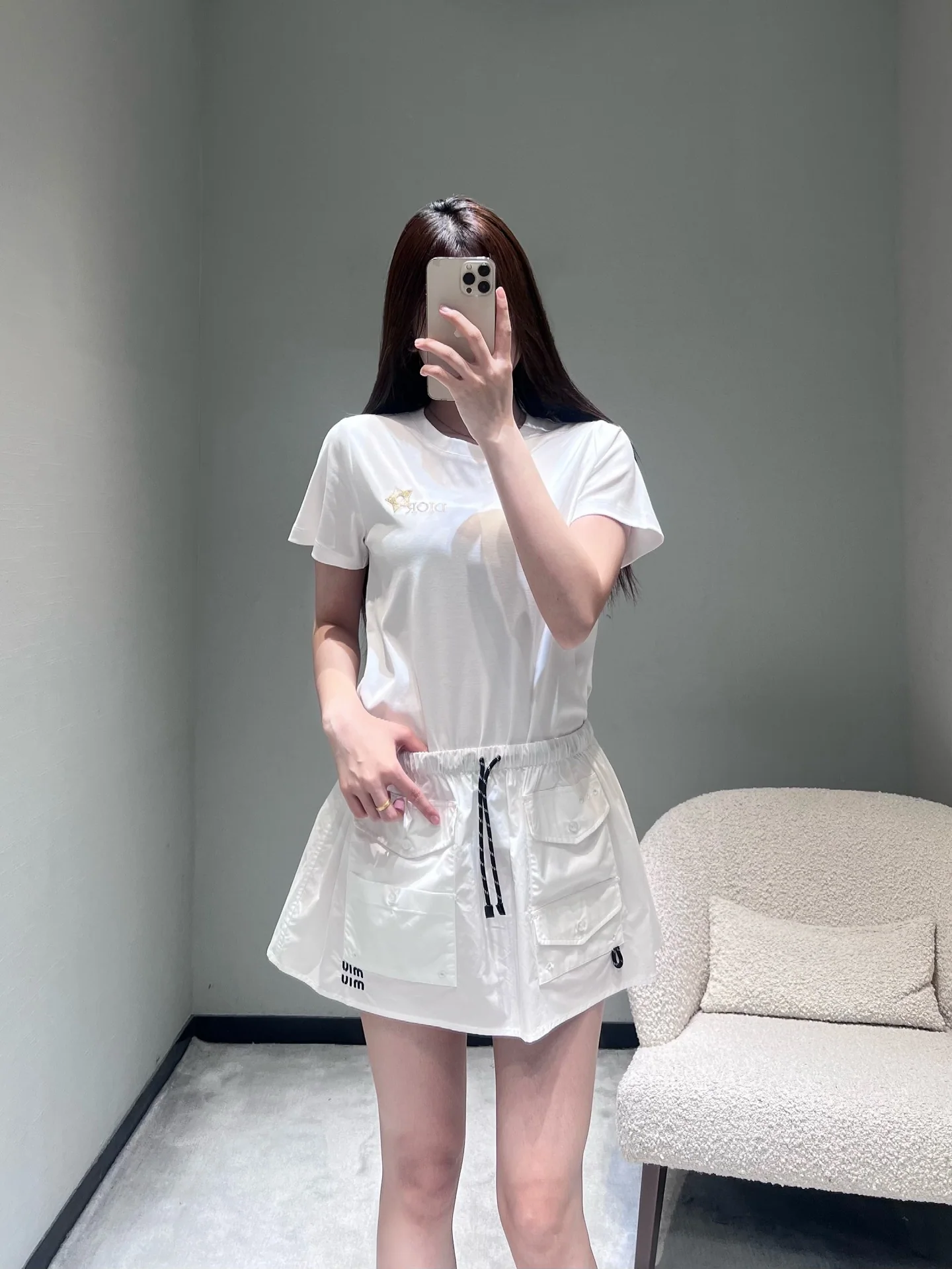 디올 스타 자수 라운드넥 여성 반팔 티셔츠 상세 이미지 7