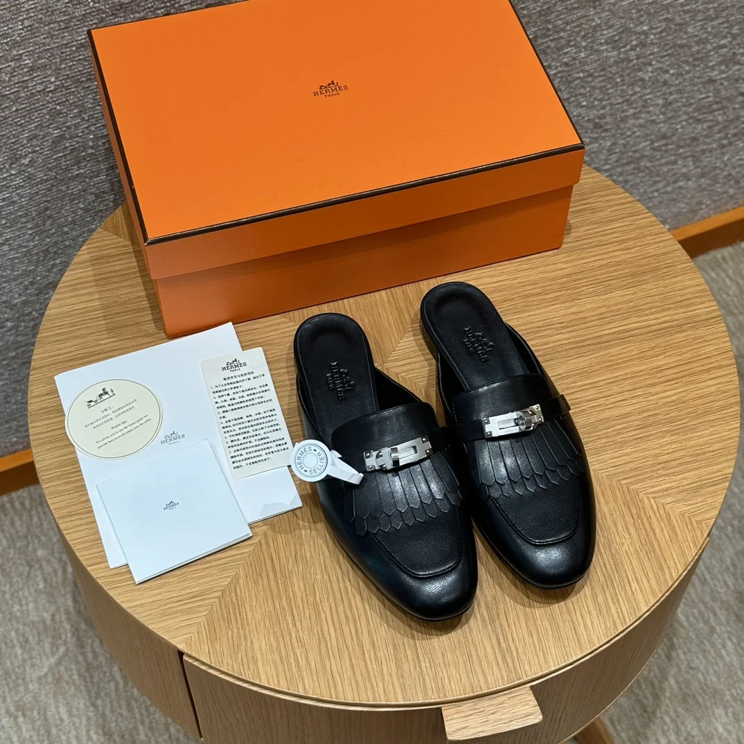 에르메스 188 온스 뮬 블랙 슬립온 신발 8542 상세 이미지 8