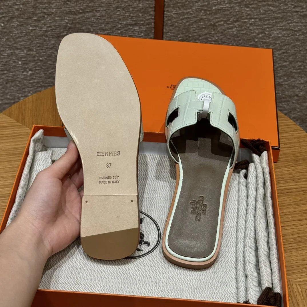 에르메스 오란 버블 그린 악어가죽 샌들 상세 이미지 7
