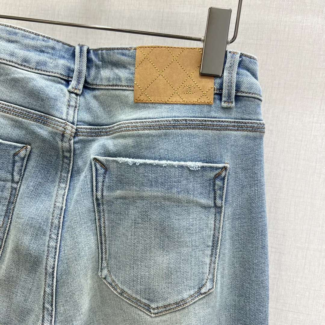 샤넬 라인스톤 더블 C 스트레이트 레그 여성 바지 상세 이미지 7