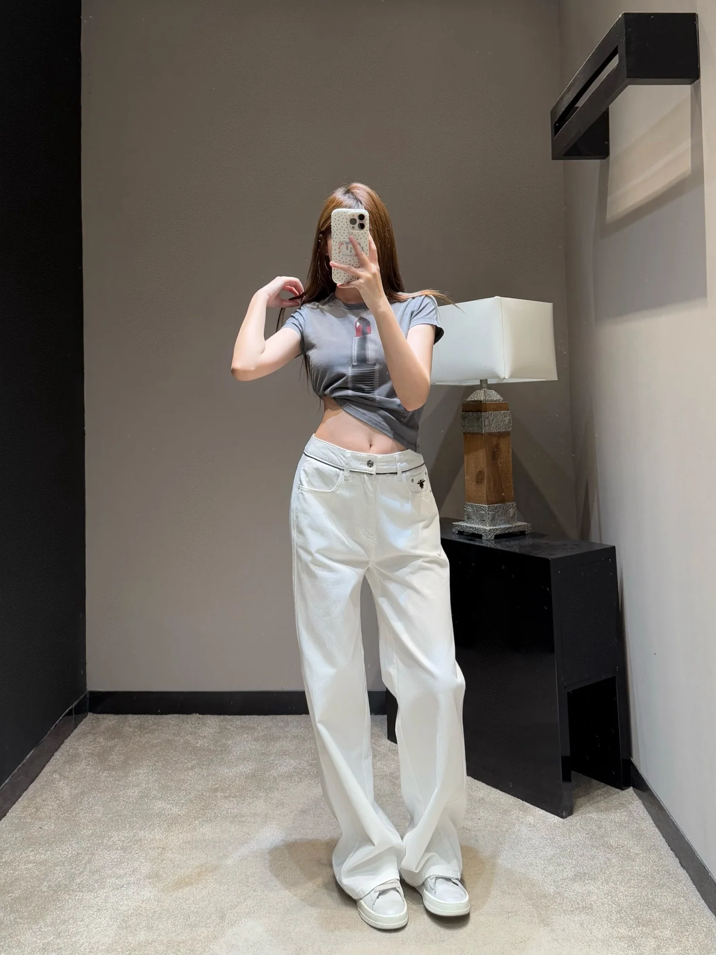 디올 와이드 레그 하이웨스트 데님 바지 상세 이미지 5