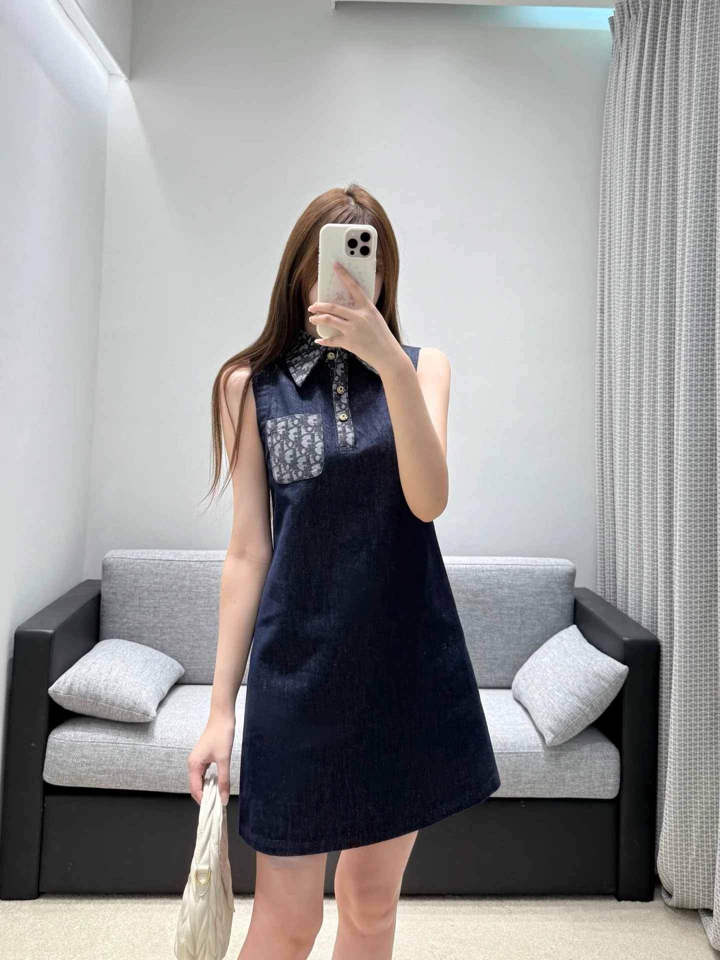 디올 데님 민소매 스트레이트 원피스 상세 이미지 9
