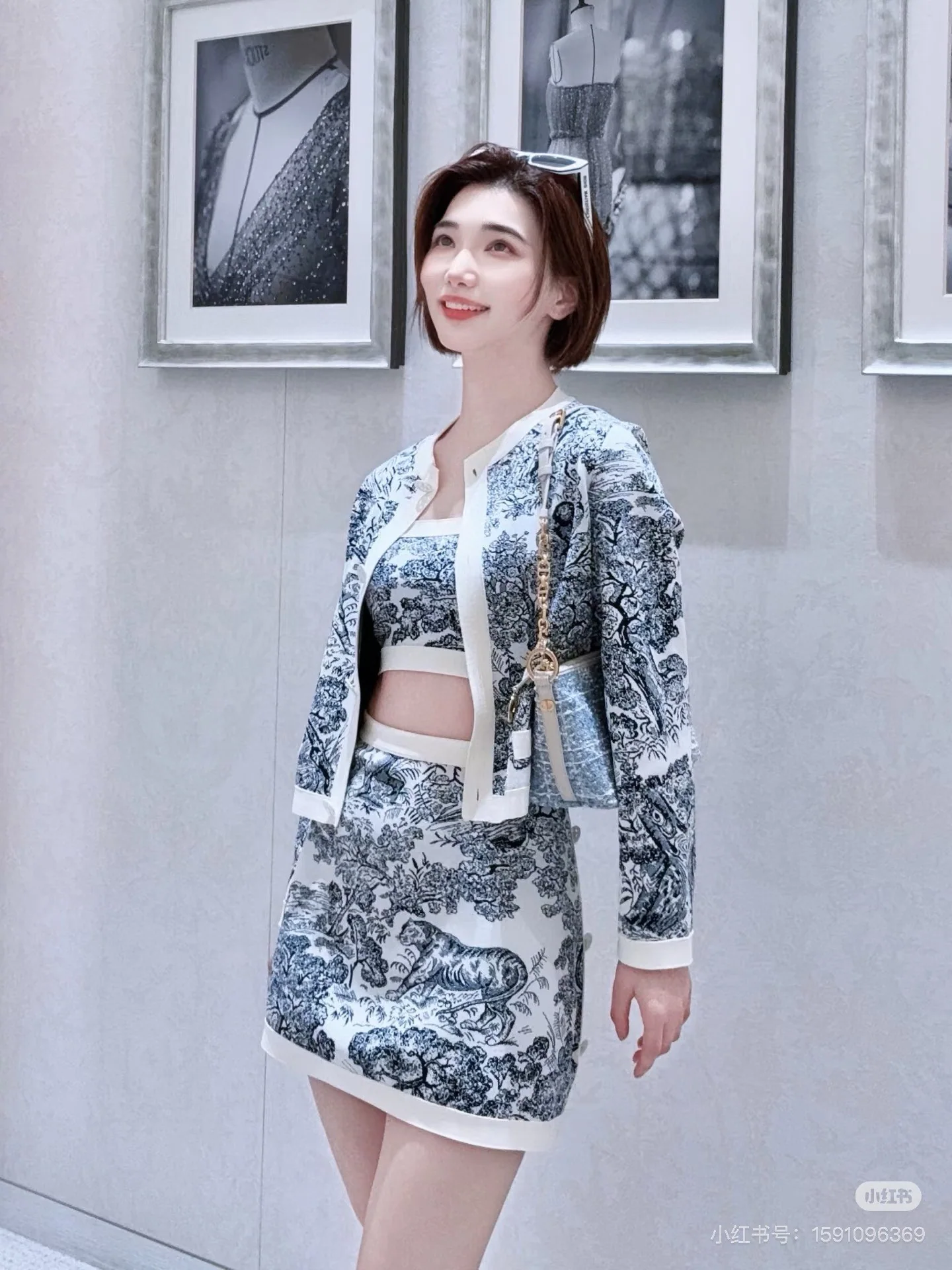 디올 토일레트리 패턴 여성 반팔 탑 상세 이미지 6