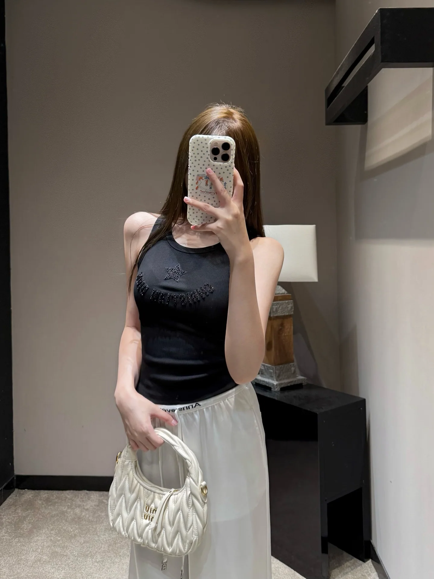 디올 비즈 별 장식 여성 반팔 티셔츠 상세 이미지 9