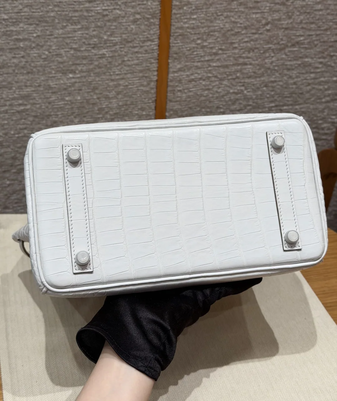 에르메스 버킨 25 무광 아메리칸 악어가죽 가방 상세 이미지 5