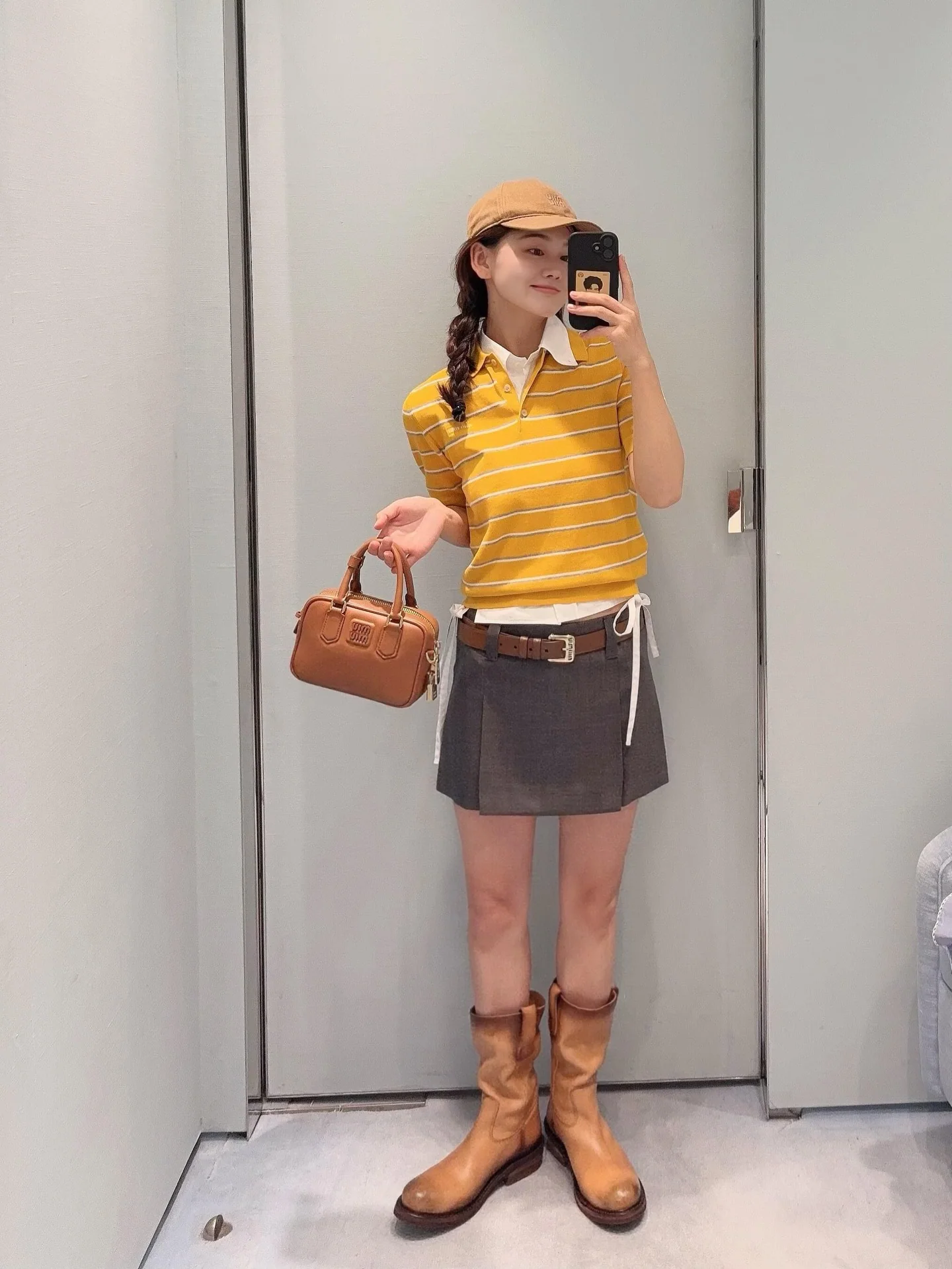 미우미우 컬러 블록 스트라이프 코튼 폴로 반팔 티셔츠 26 SS 상세 이미지 8